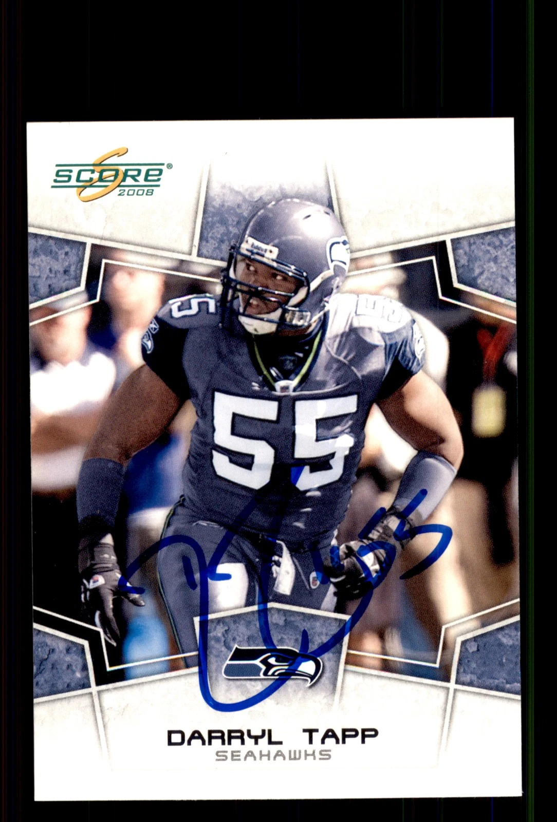 Signed Football Card Auto Darryl Tapp 2008 Score #288 Seattle Seahawks
