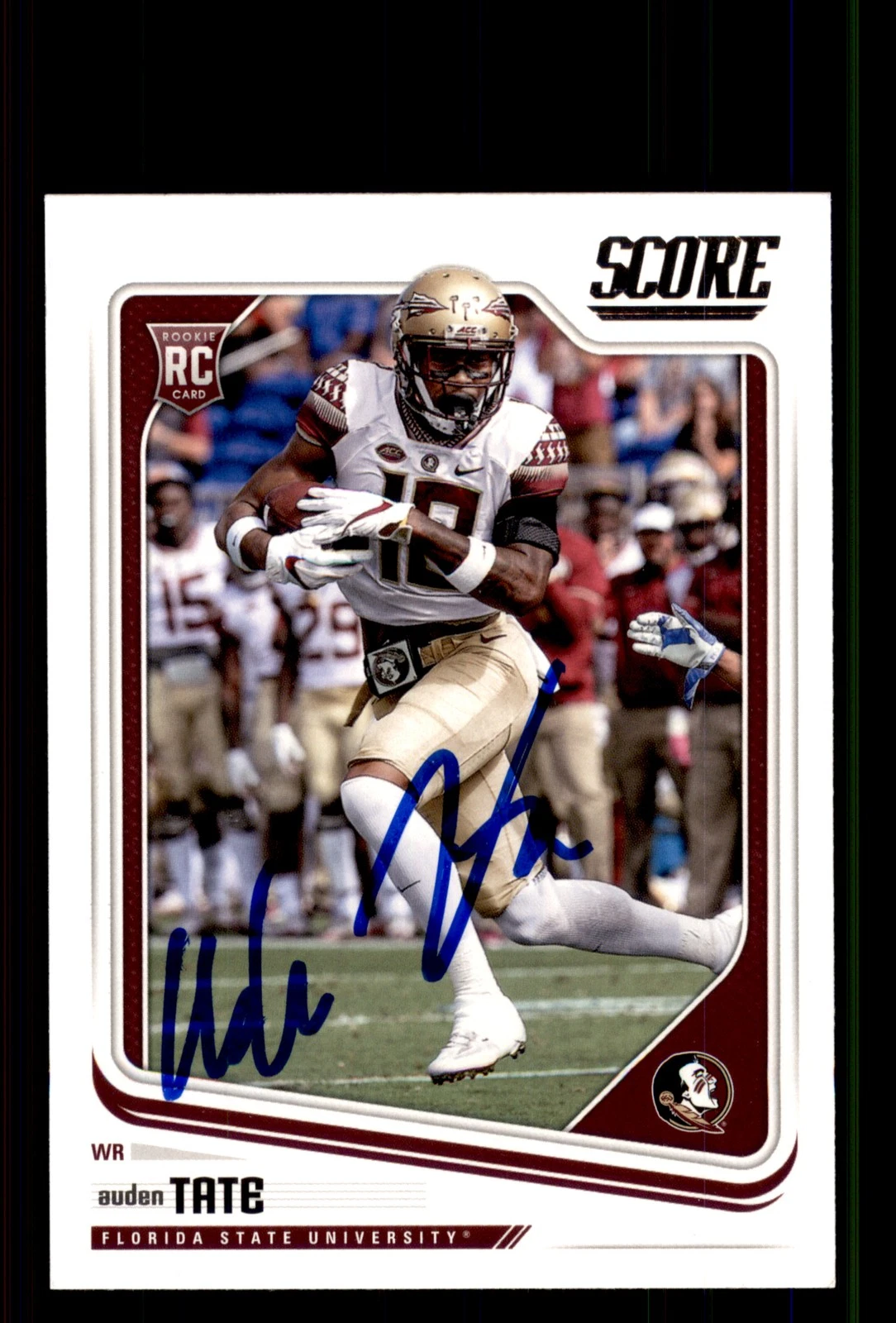 Signed Football Card Auto Auden Tate 2018 Score #396 Florida State Seminoles