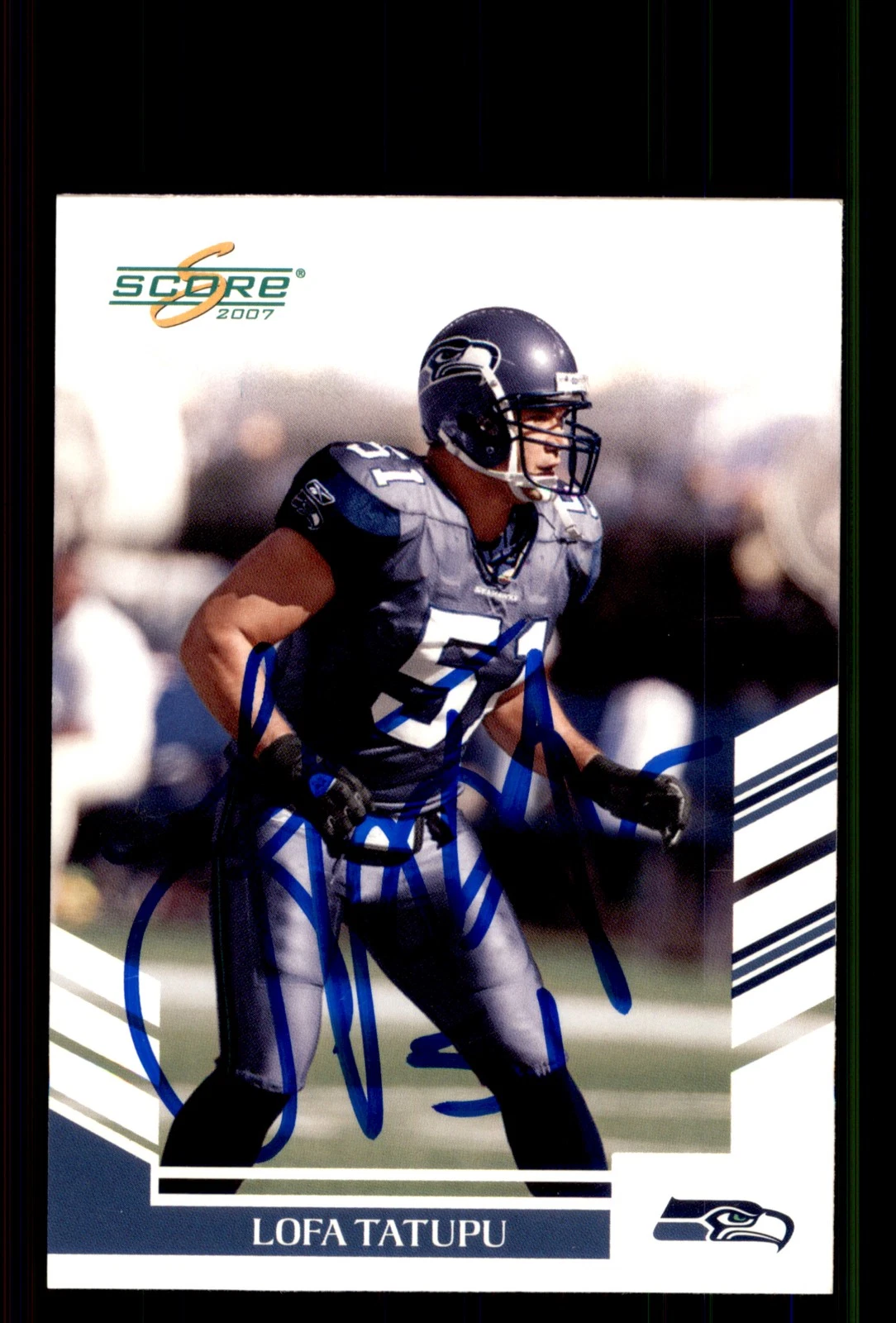 Signed Football Card Auto Lofa Tatupu 2007 Score #134 Seattle Seahawks