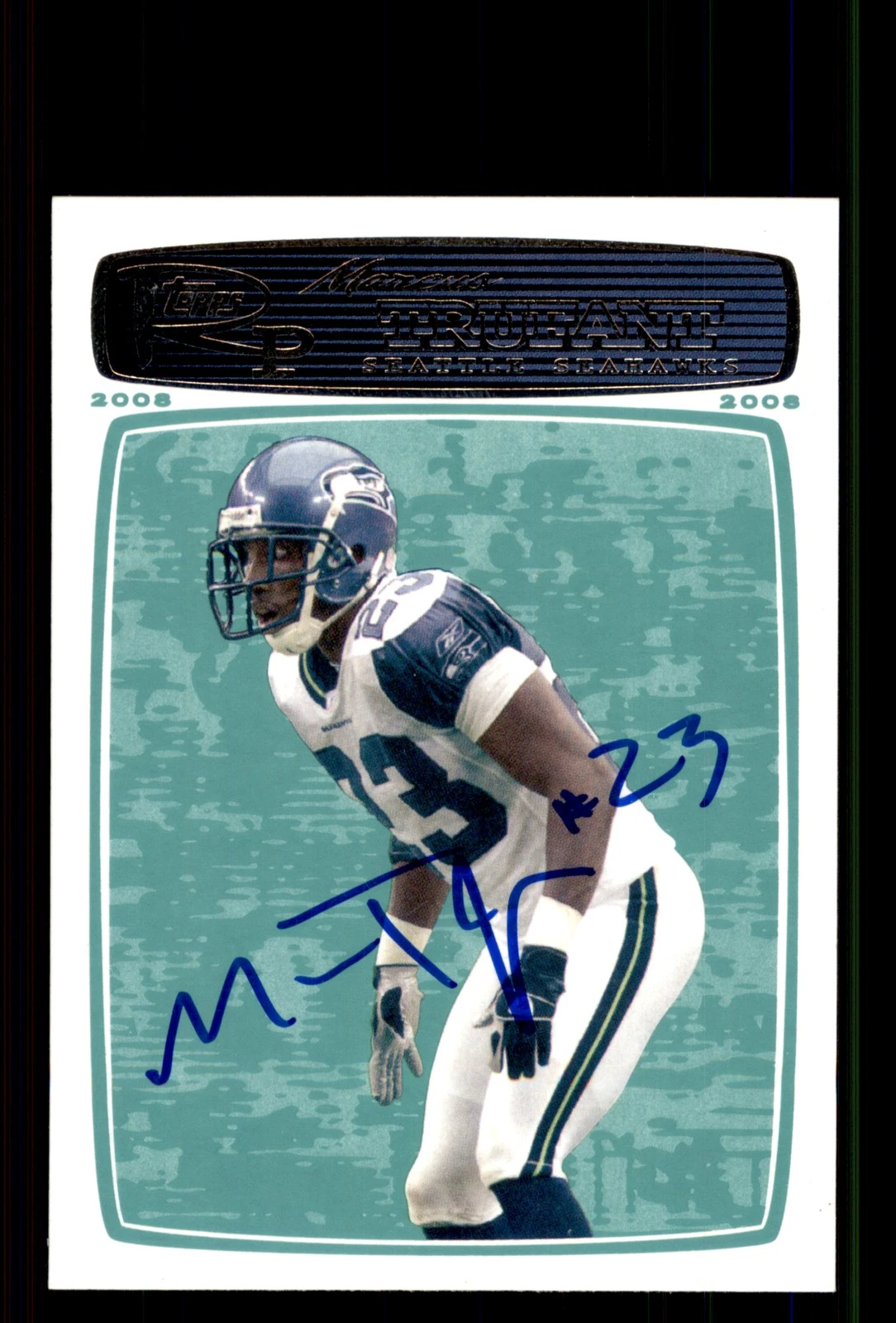 Signed Football Card Auto Marcus Trufant 2008 Topps Rookie Progression #102