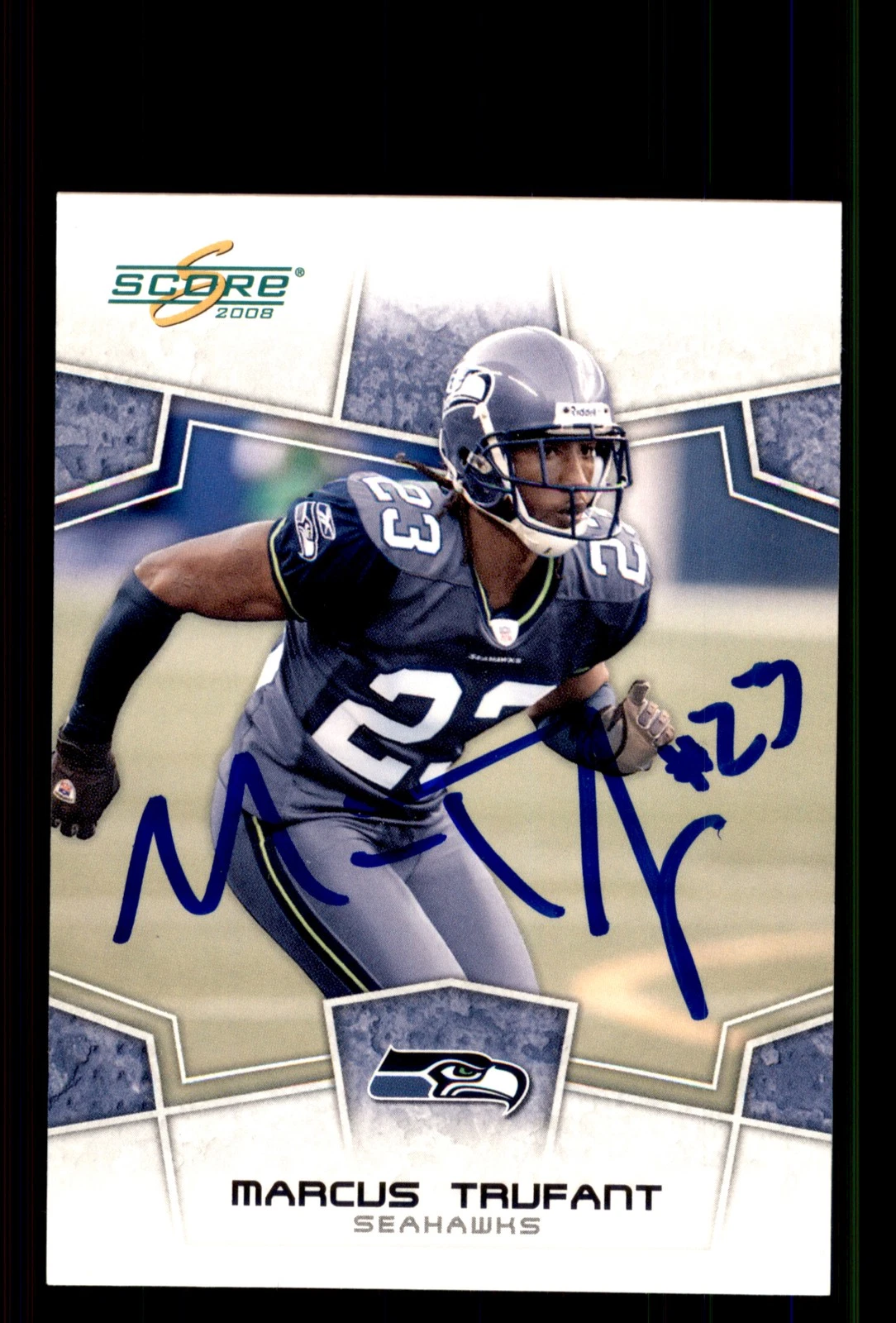 Signed Football Card Auto Marcus Trufant 2008 Score #287 Seattle Seahawks