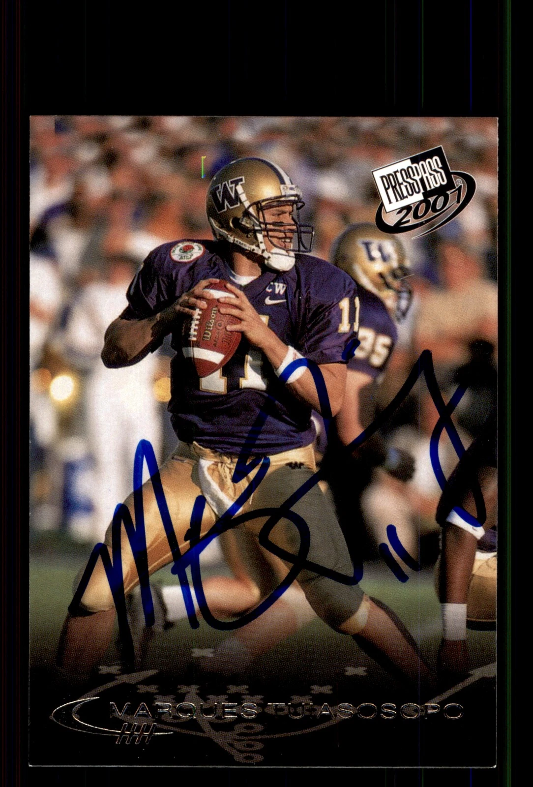 Signed Football Card Auto Marques Tuiasosopo 2001 Press Pass #5 Huskies