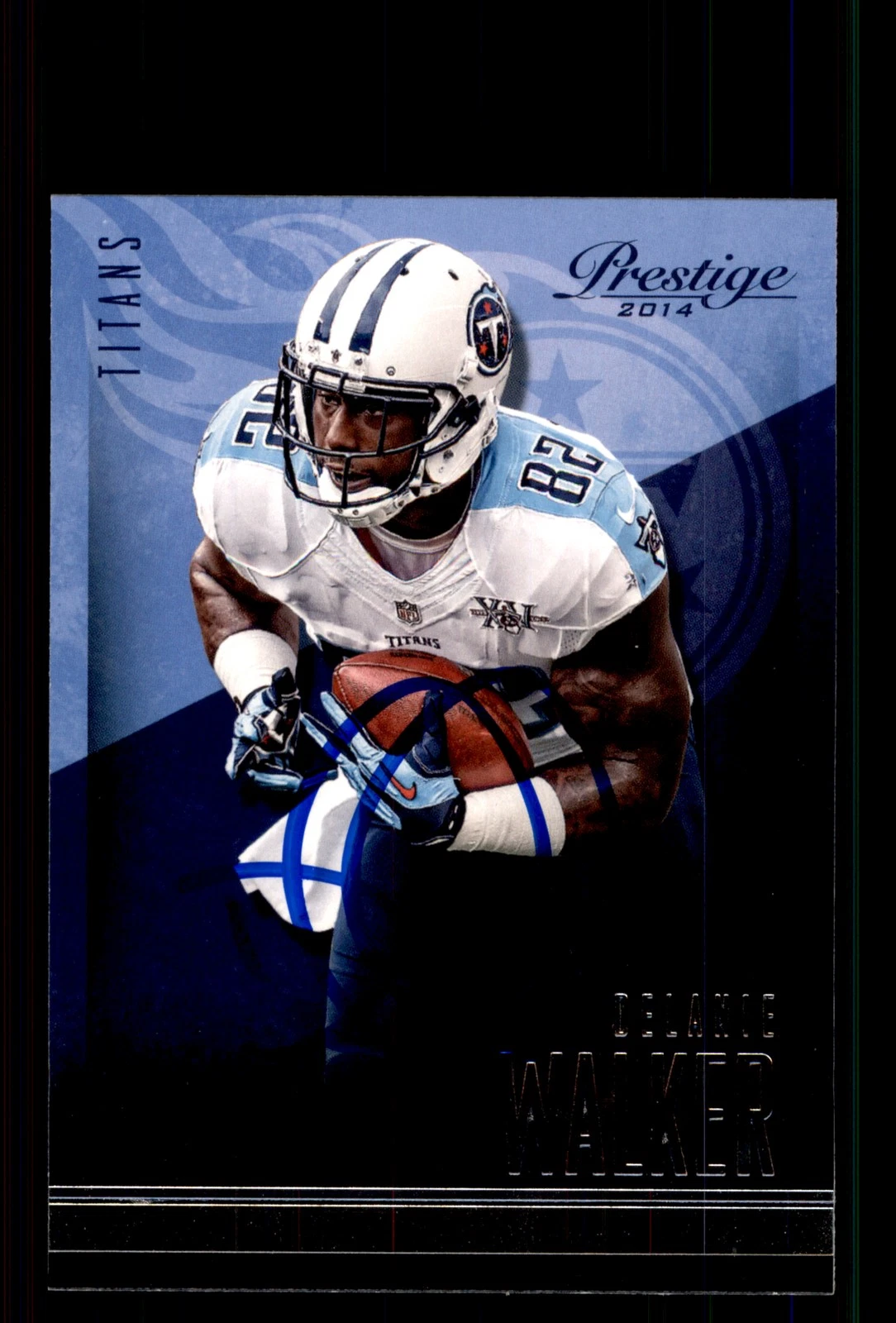 Signed Football Card Auto Delanie Walker 2014 Panini Prestige #75 Titans