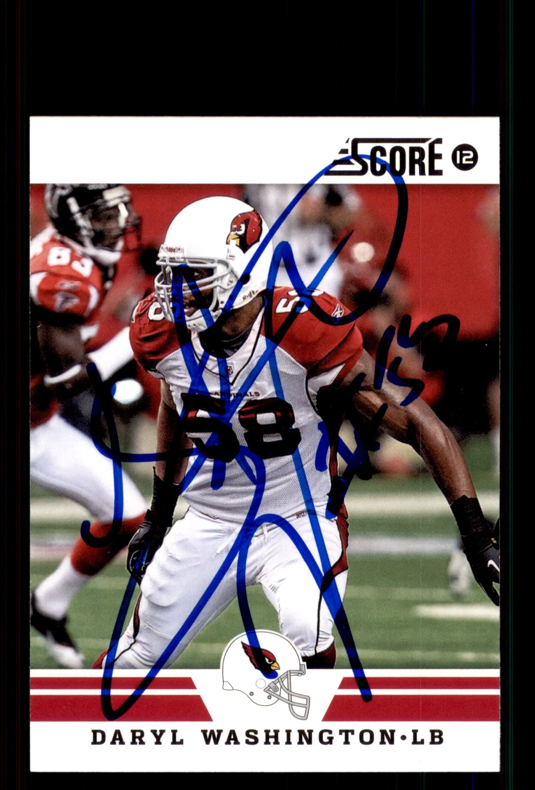 Signed Football Card Auto Daryl Washington 2012 Score #72 Arizona Cardinals