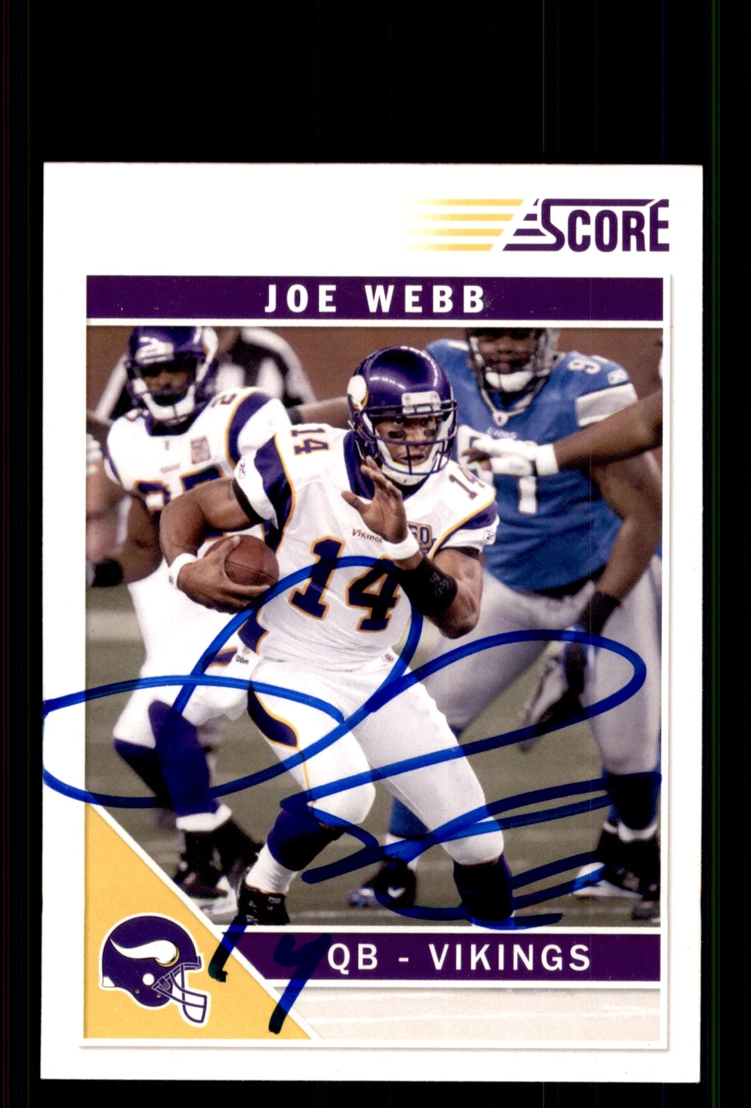 Signed Football Card Auto Joe Webb 2011 Score #165 Minnesota Vikings