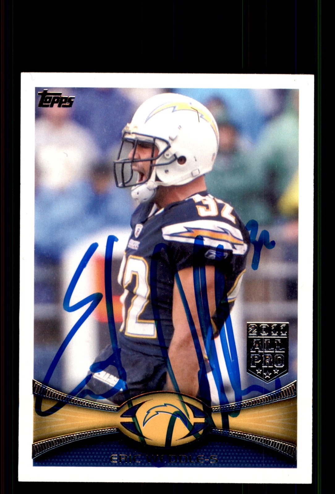 Signed Football Card Auto Eric Weddle 2012 Topps #8 San Diego Chargers