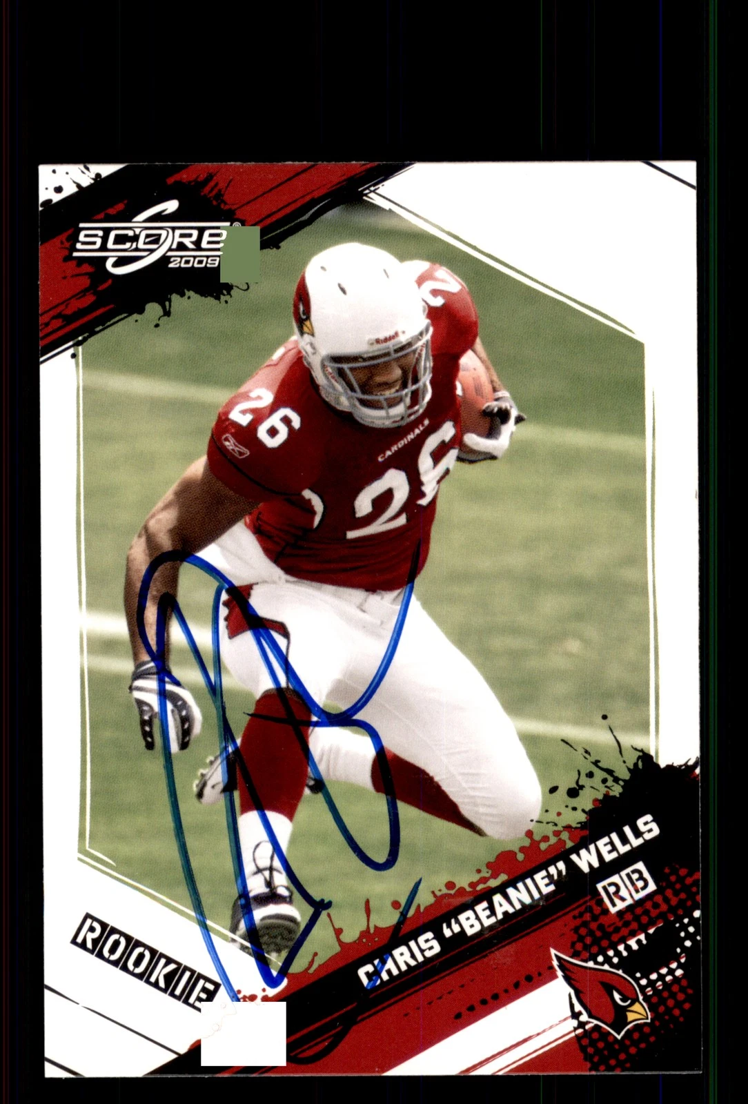 Signed Football Card Auto Beanie Wells 2009 Score #323 Arizona Cardinals