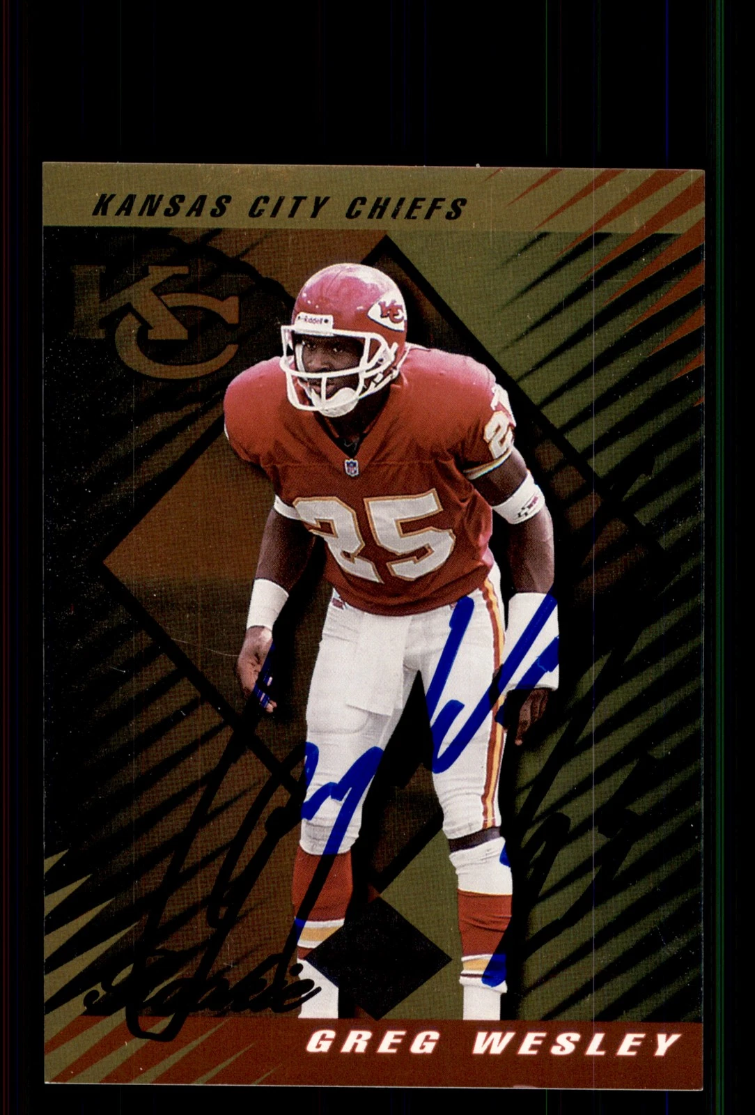 Signed Football Card Auto Greg Wesley 2000 Leaf Limited #214 Kansas City Chiefs