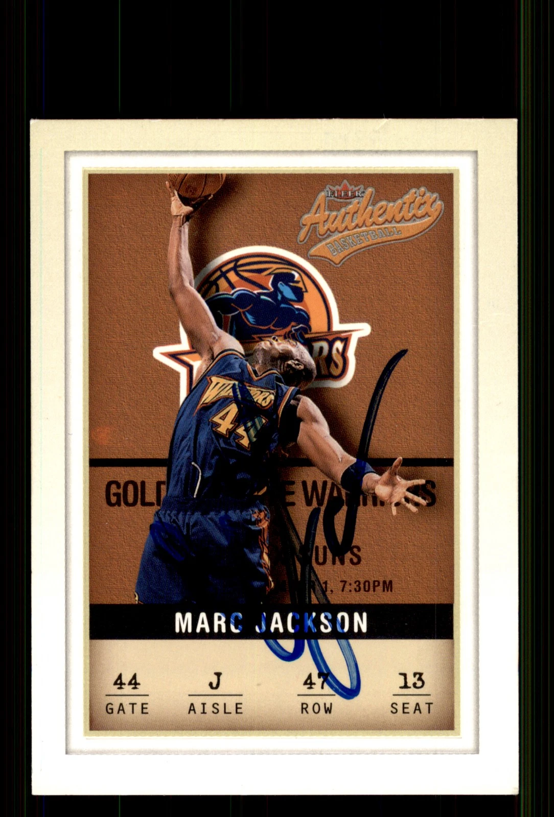 Signed Basketball Card Auto Marc Jackson 2001-02 Fleer Authentix #47 Warriors