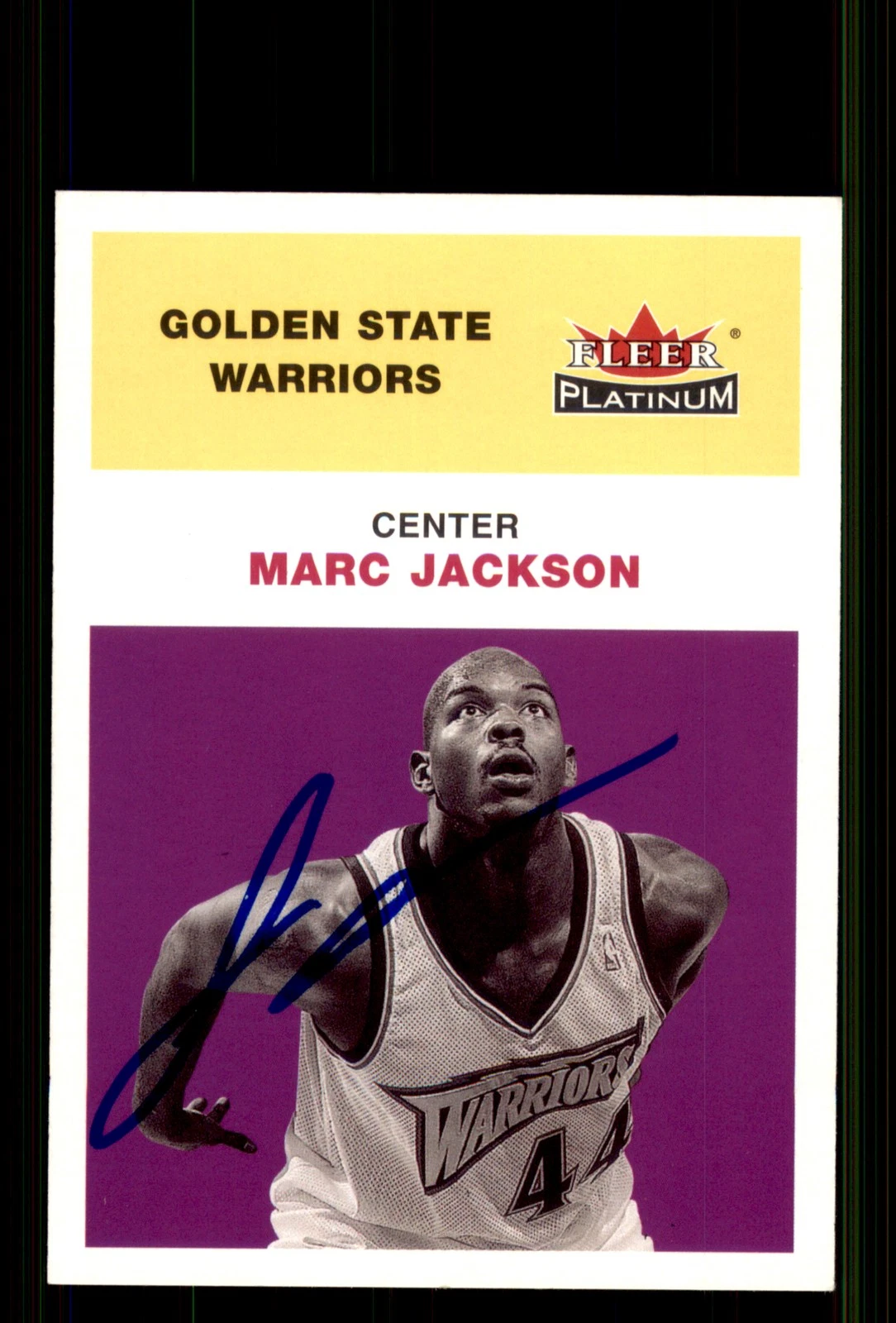 Signed Basketball Card Auto Marc Jackson 2001-02 Fleer Platinum #143 Warriors
