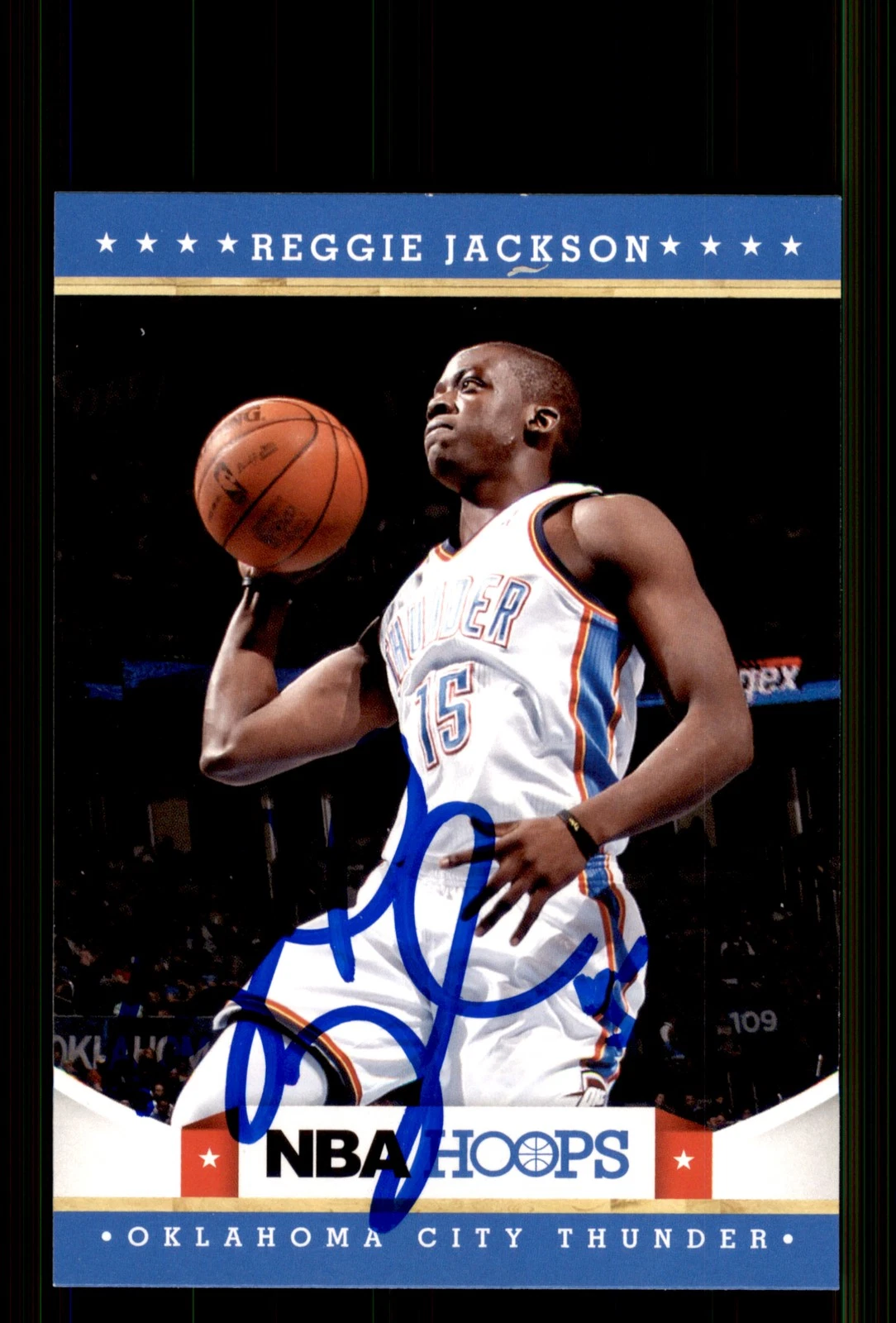 Signed Basketball Card Auto Reggie Jackson 2012-13 Hoops #243 OKC Thunder
