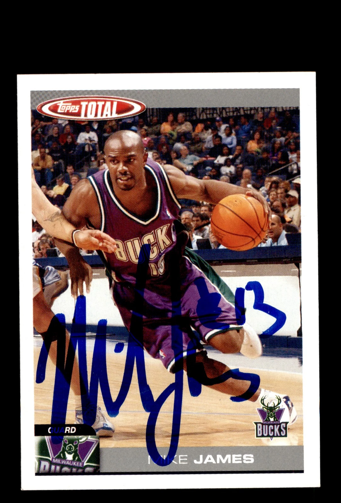 Signed Basketball Card Auto Mike James 2004-05 Topps Total #92 Milwaukee Bucks