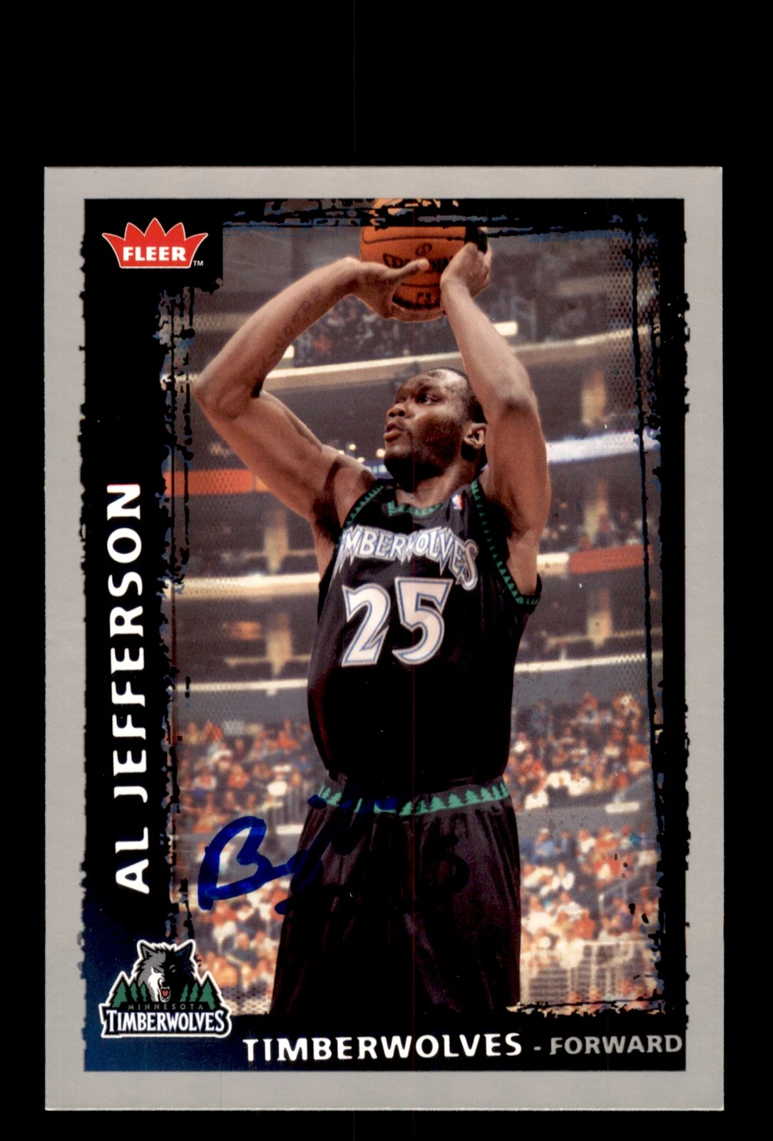 Signed Basketball Card Auto Al Jefferson 2008-09 Fleer #185 Timberwolves