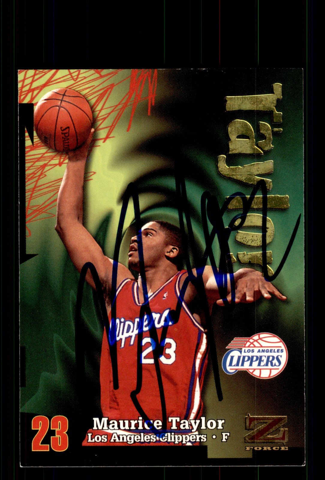 Signed Basketball Card Auto Maurice Taylor 1997-98 SkyBox Z-Force #145 Clippers
