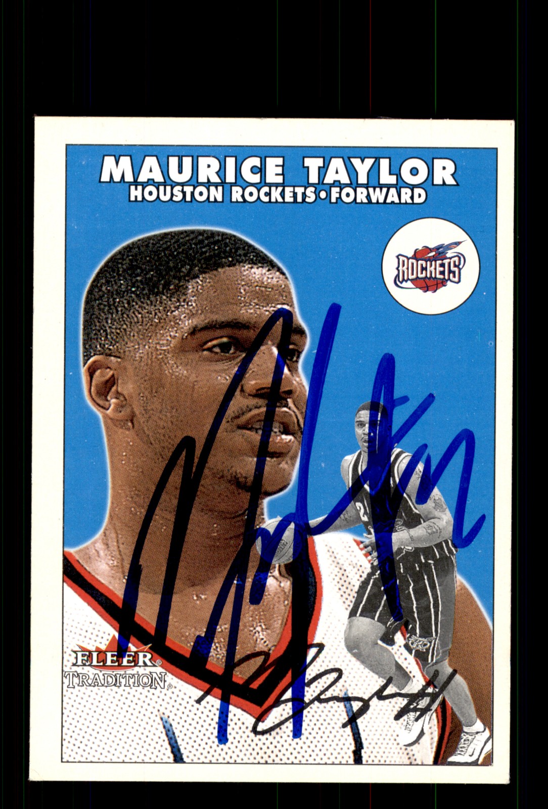 Signed Basketball Card Auto Maurice Taylor 2000-01 Fleer Tradition #80 Rockets