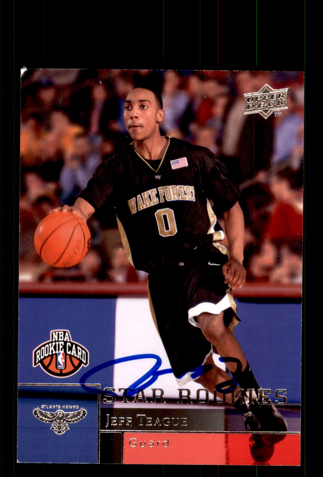 Signed Basketball Card Auto Jeff Teague 2009-10 Upper Deck #218 Atlanta Hawks
