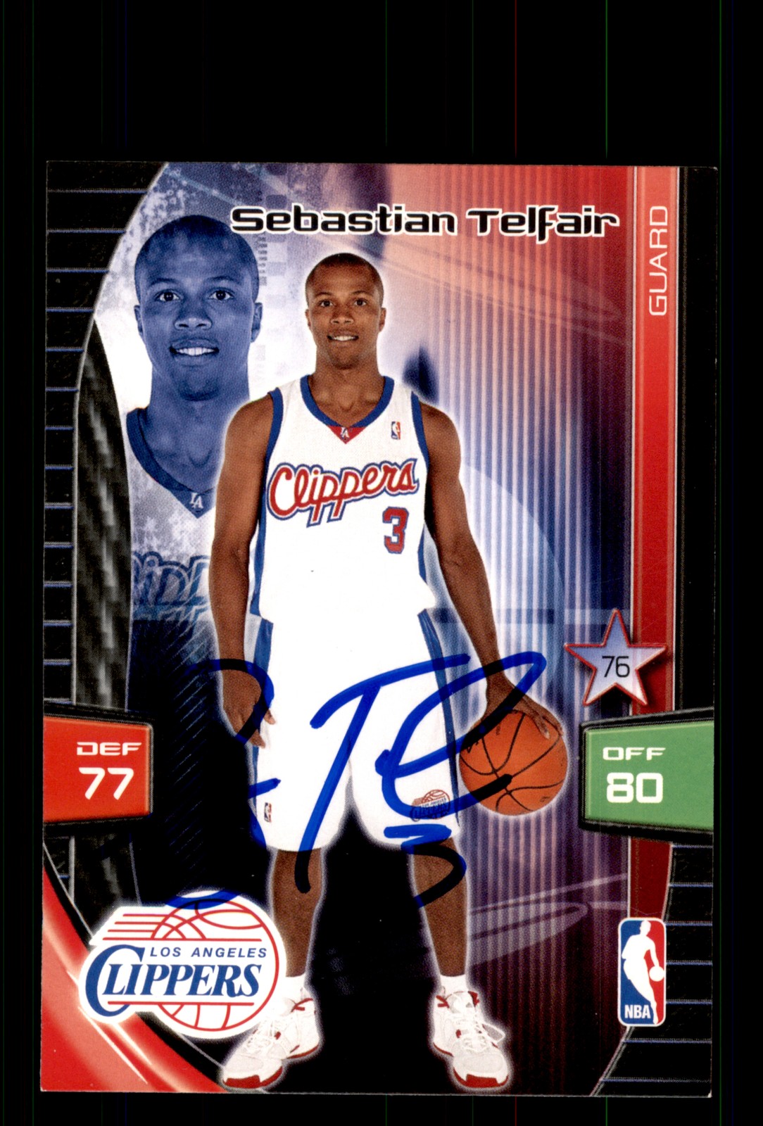 Signed Basketball Card Auto Sebastian Telfair 2009-10 Panini Adrenalyn XL
