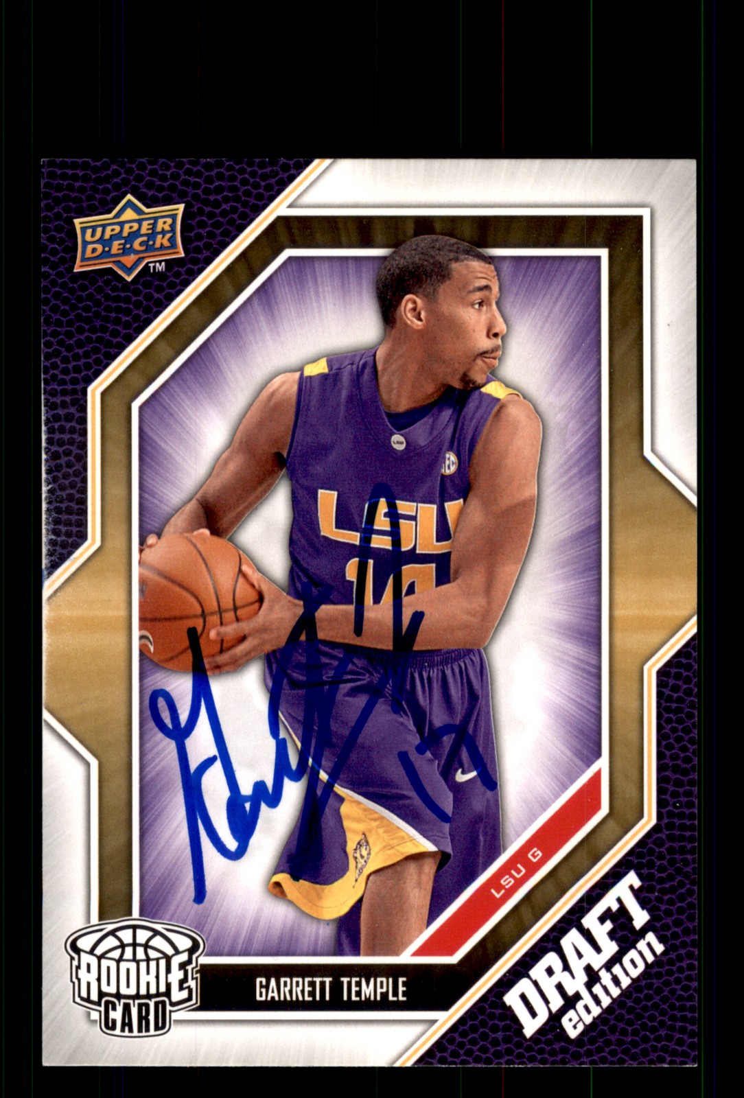 Signed Basketball Card Auto Garrett Temple 2009-10 Upper Deck Draft Edition #6