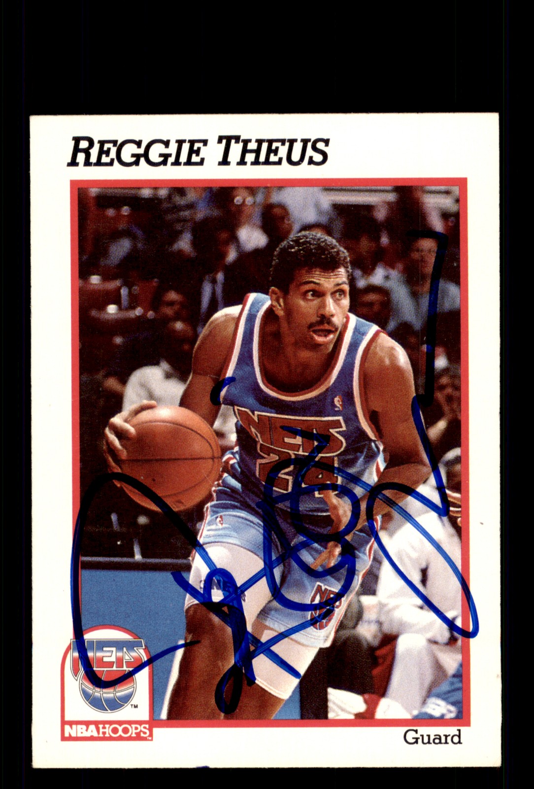 Signed Basketball Card Auto Reggie Theus 1991-92 Hoops #138 New Jersey Nets