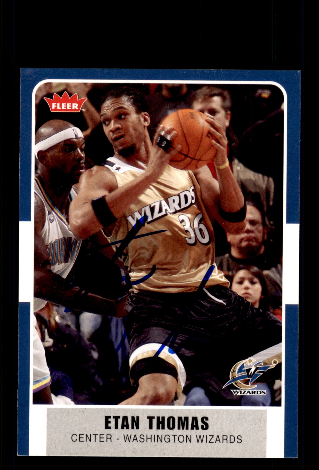 Signed Basketball Card Auto Etan Thomas 2007-08 Fleer #47 Wizards