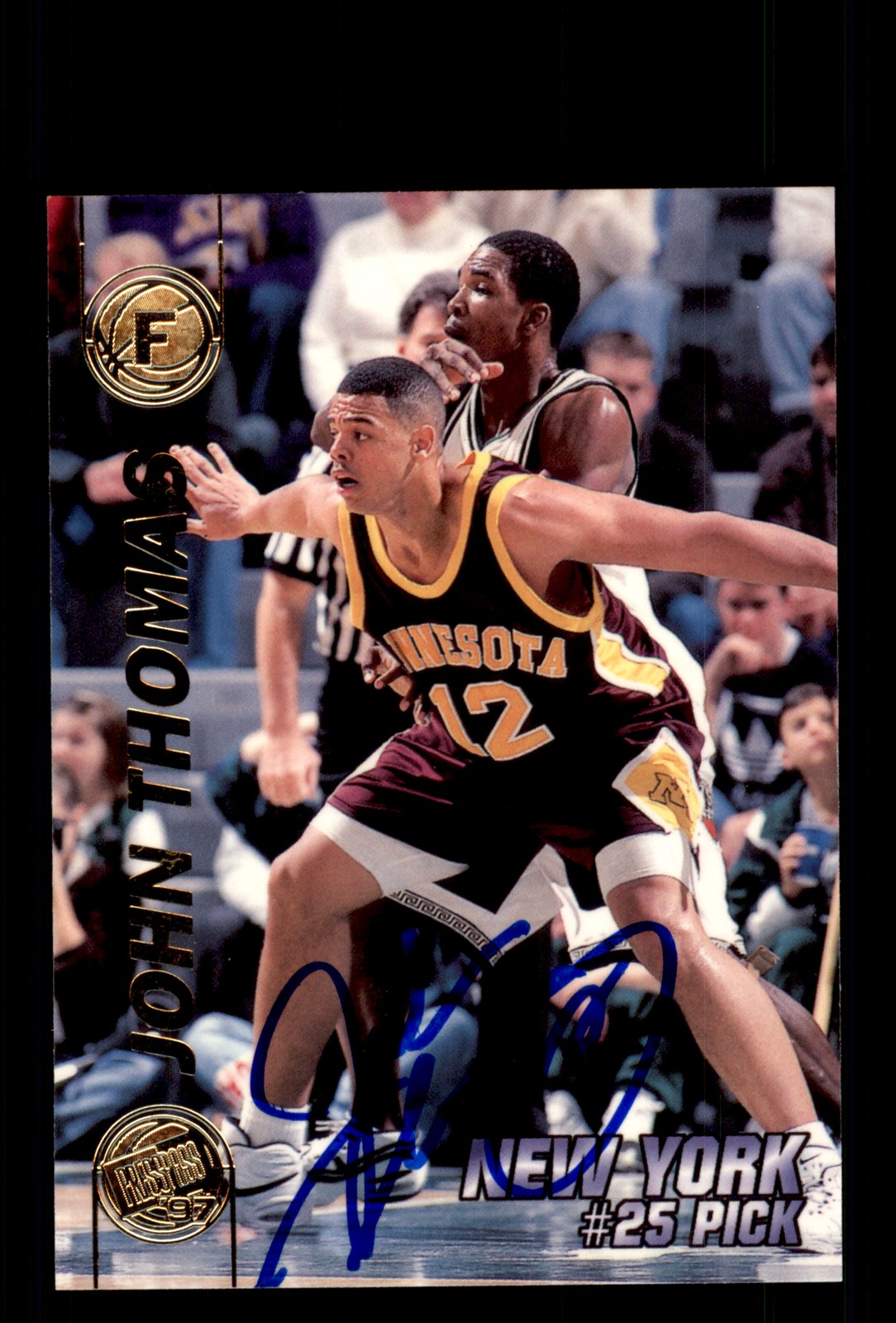 Signed Basketball Card Auto John Thomas 1997 Press Pass Double Threat #24 Knicks