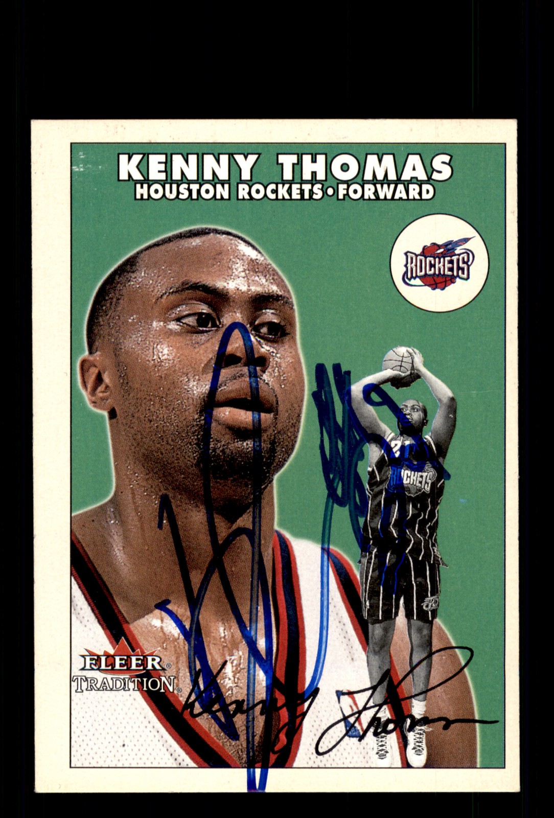 Signed Basketball Card Auto Kenny Thomas 2000-01 Fleer Tradition #120 Rockets