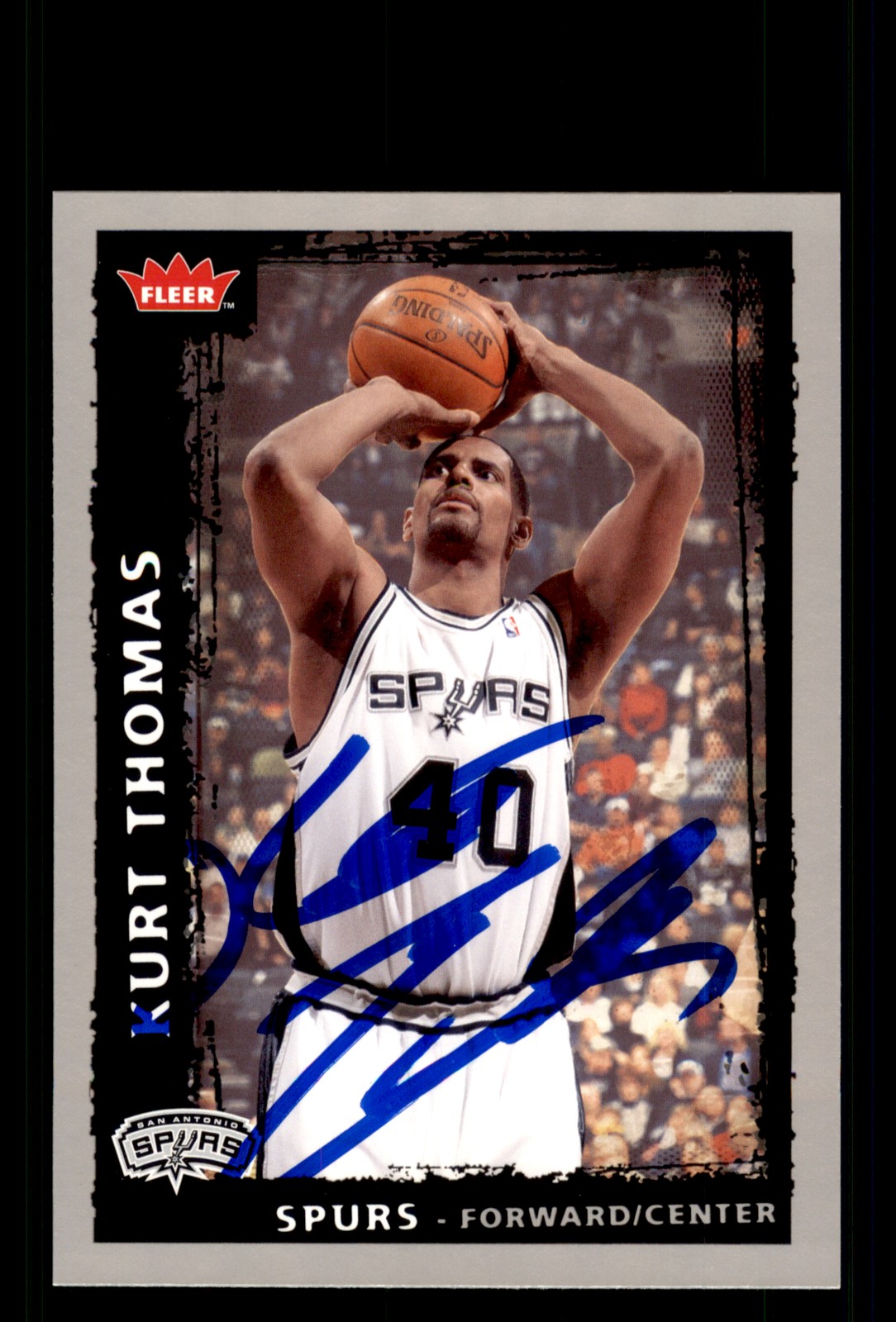Signed Basketball Card Auto Kurt Thomas 2008-09 Fleer #119 San Antonio Spurs