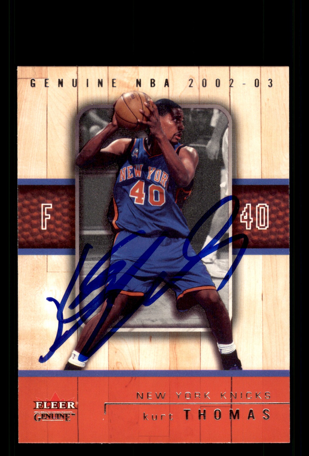 Signed Basketball Card Auto Kurt Thomas 2002-03 Fleer Genuine #82 Knicks