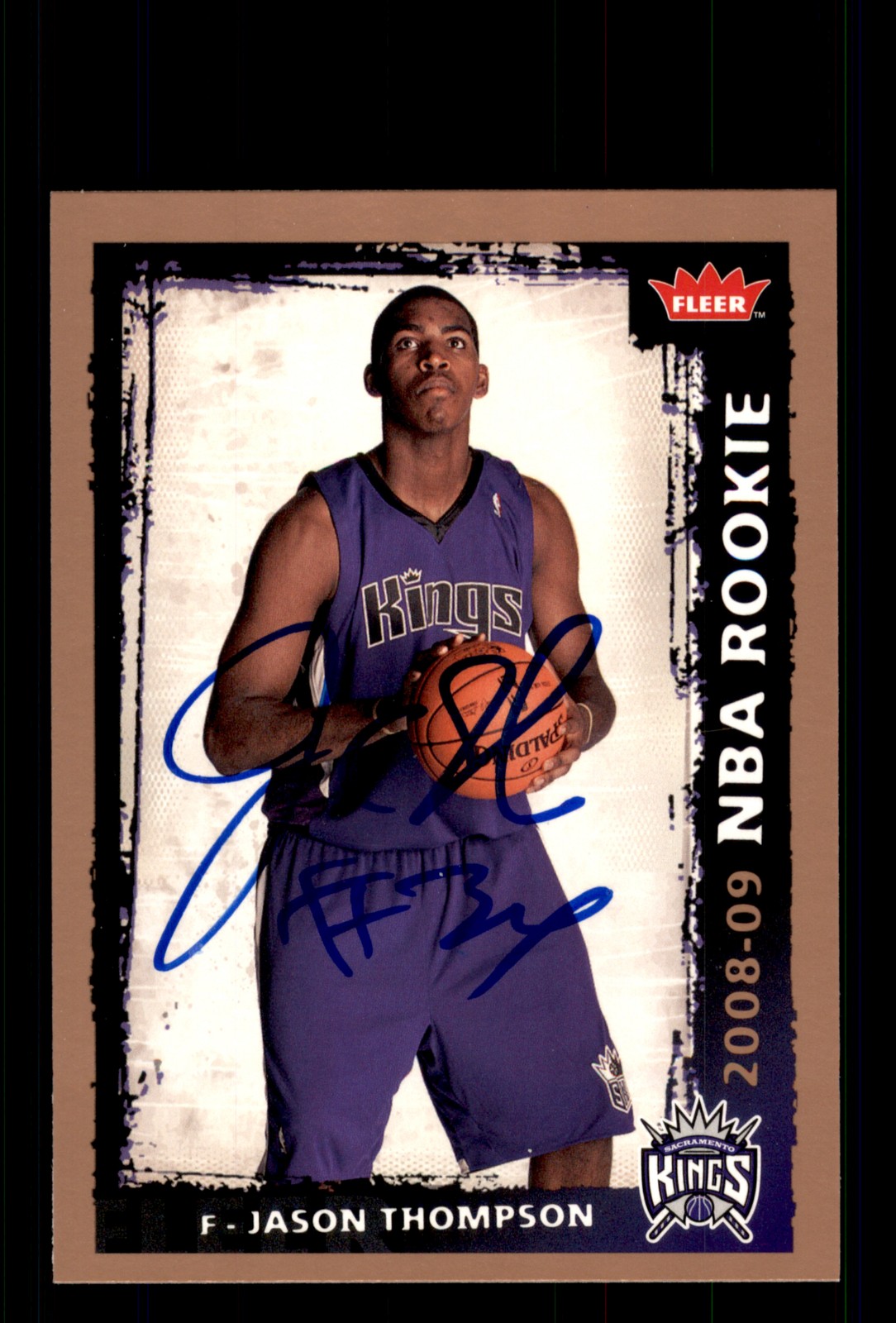 Signed Basketball Card Auto Jason Thompson 2008-09 Fleer #212 Sacramento Kings