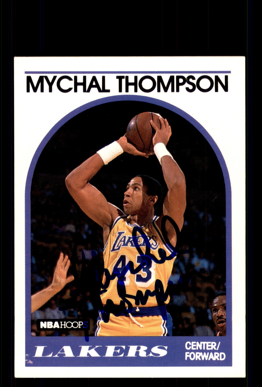 Signed Basketball Card Auto Mychal Thompson 1989-90 Hoops #4 Los Angeles Lakers