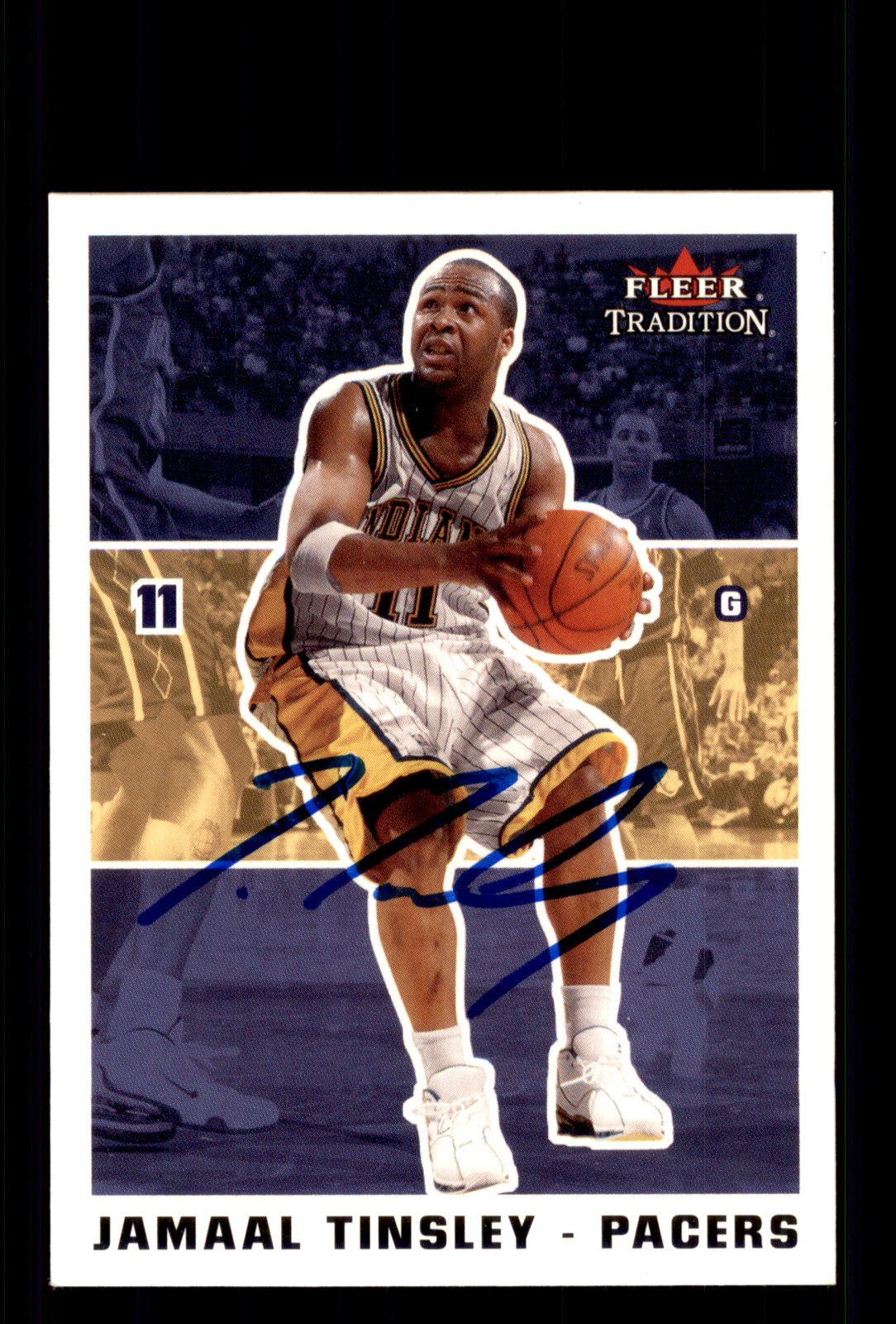 Signed Basketball Card Auto Jamaal Tinsley 2003-04 Fleer Tradition #44 Pacers