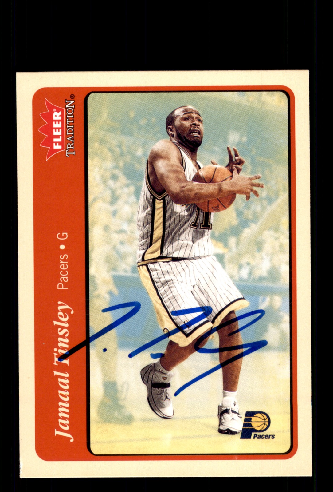 Signed Basketball Card Auto Jamaal Tinsley 2004-05 Fleer Tradition #143 Pacers