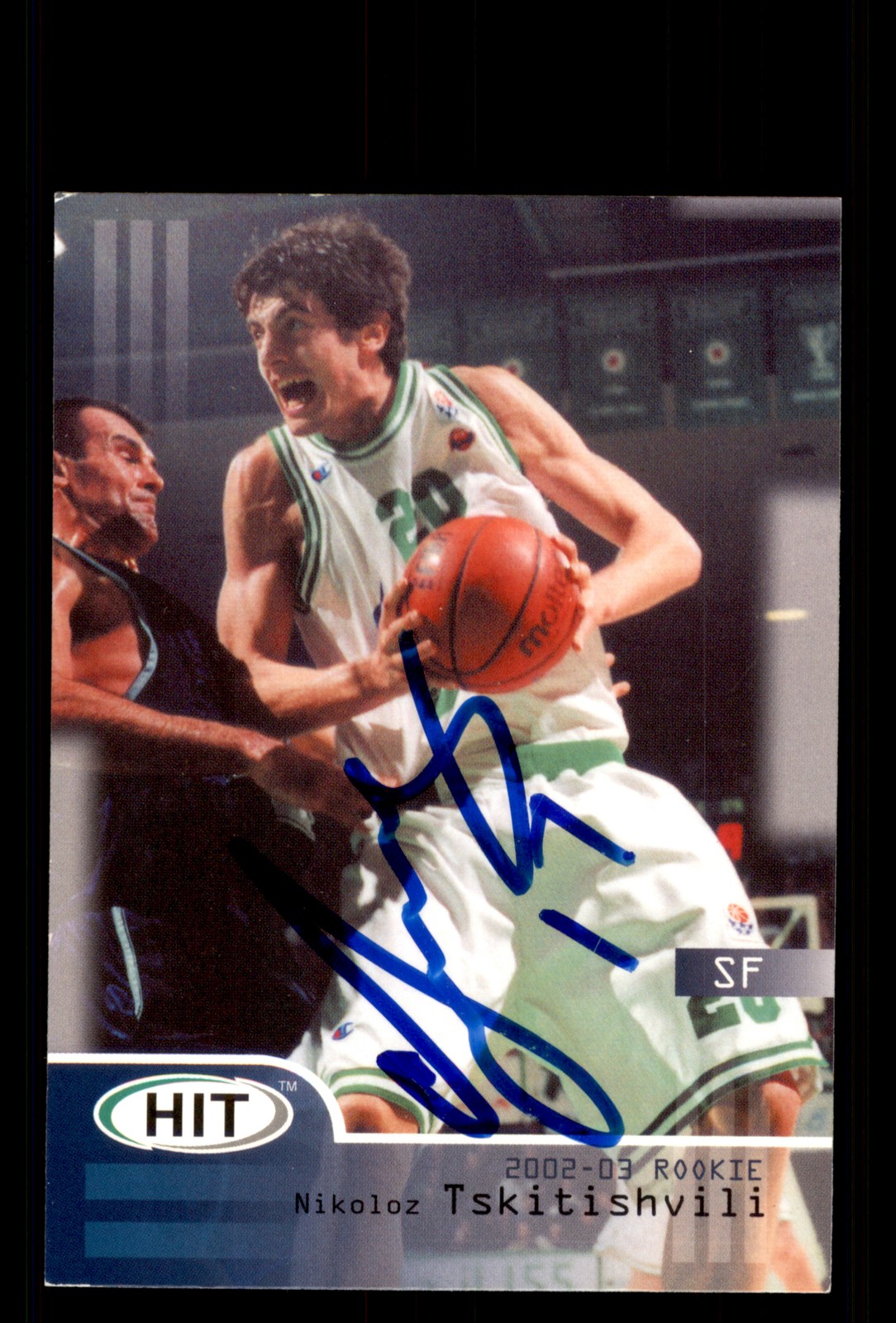 Signed Basketball Card Auto Nikoloz Tskitishvili 2002 SAGE HIT #19 Treviso