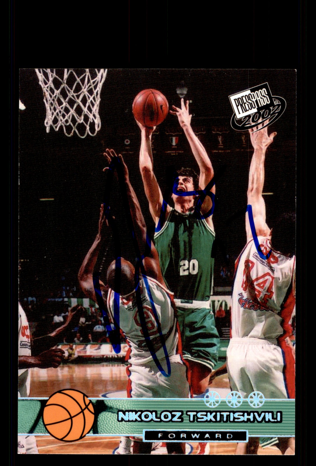Signed Basketball Card Auto Nikoloz Tskitishvili 2002 Press Pass #27 Treviso