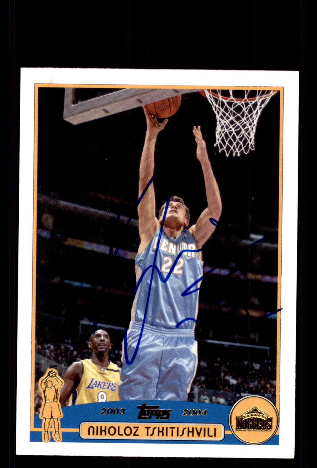 Signed Basketball Card Auto Nikoloz Tskitishvili 2003-04 Topps #130 Nuggets
