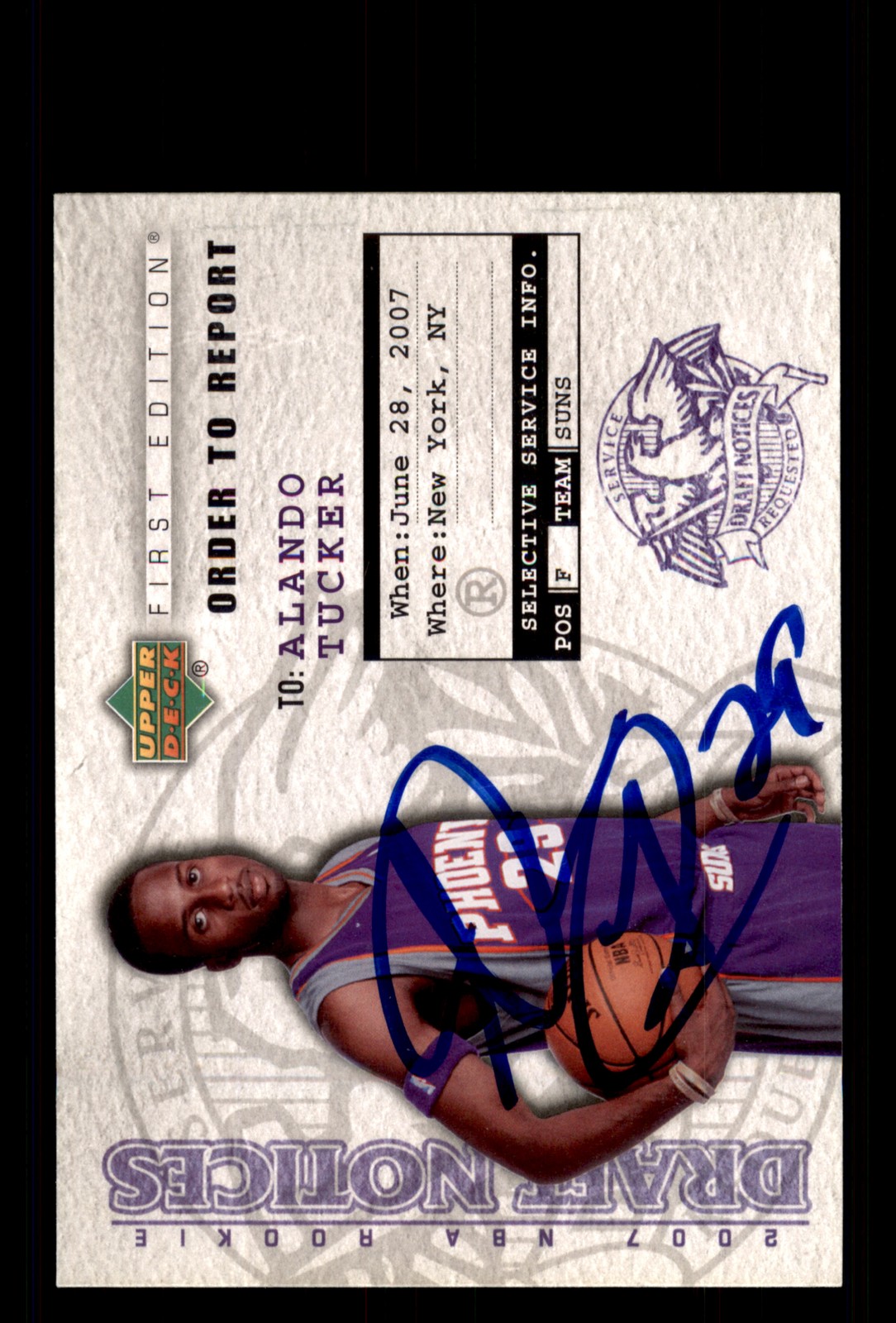 Signed Basketball Card Auto Alando Tucker 2007-08 Upper Deck First Edition #DN6