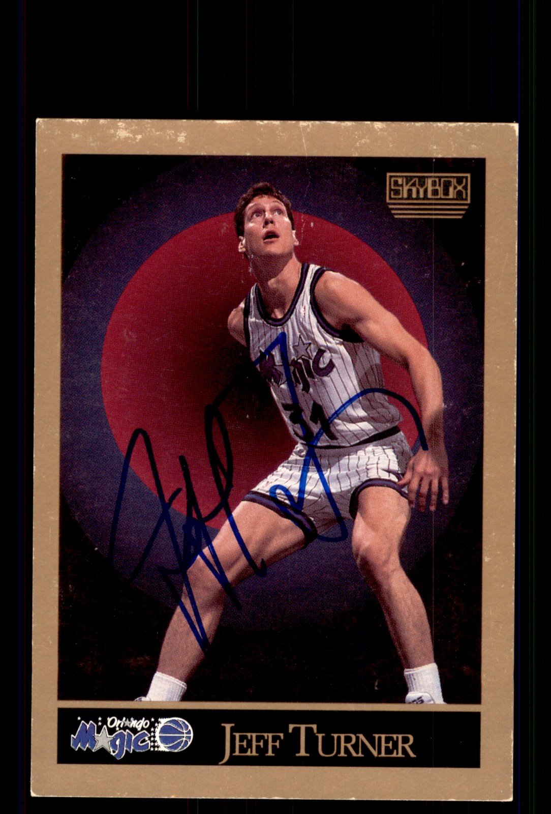 Signed Basketball Card Auto Jeff Turner 1990-91 SkyBox #208 Orlando Magic