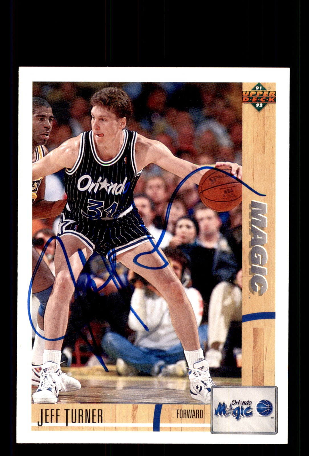 Signed Basketball Card Auto Jeff Turner 1991-92 Upper Deck #304 Orlando Magic