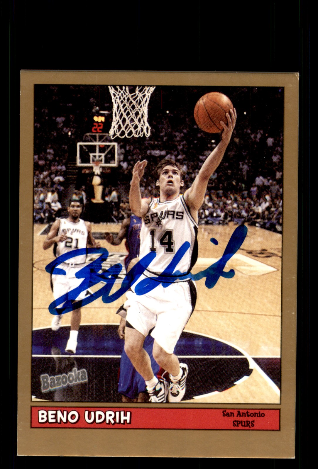 Signed Basketball Card Auto Beno Udrih 2005-06 Bazooka #156 Spurs Gold