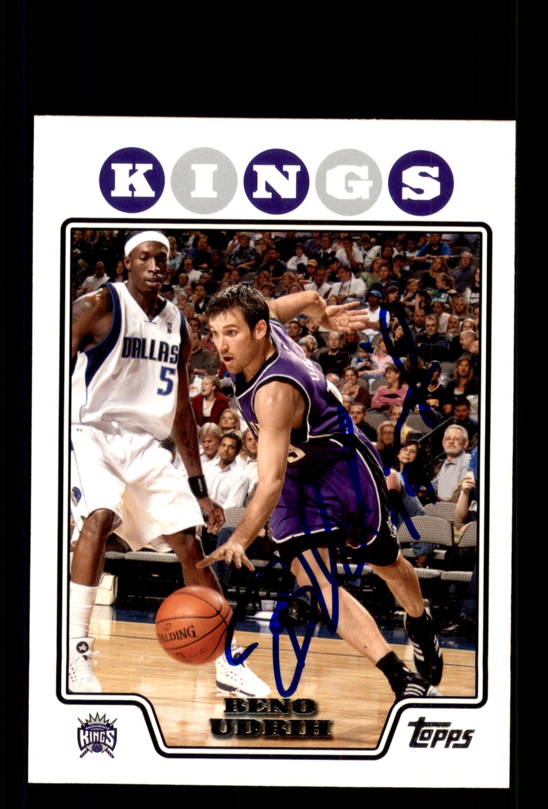 Signed Basketball Card Auto Beno Udrih 2008-09 Topps #135 Sacramento Kings