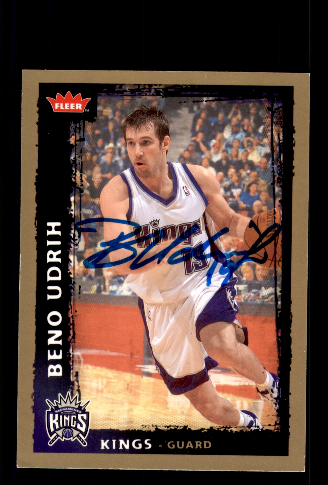 Signed Basketball Card Auto Beno Udrih 2008-09 Fleer #170 Sacramento Kings