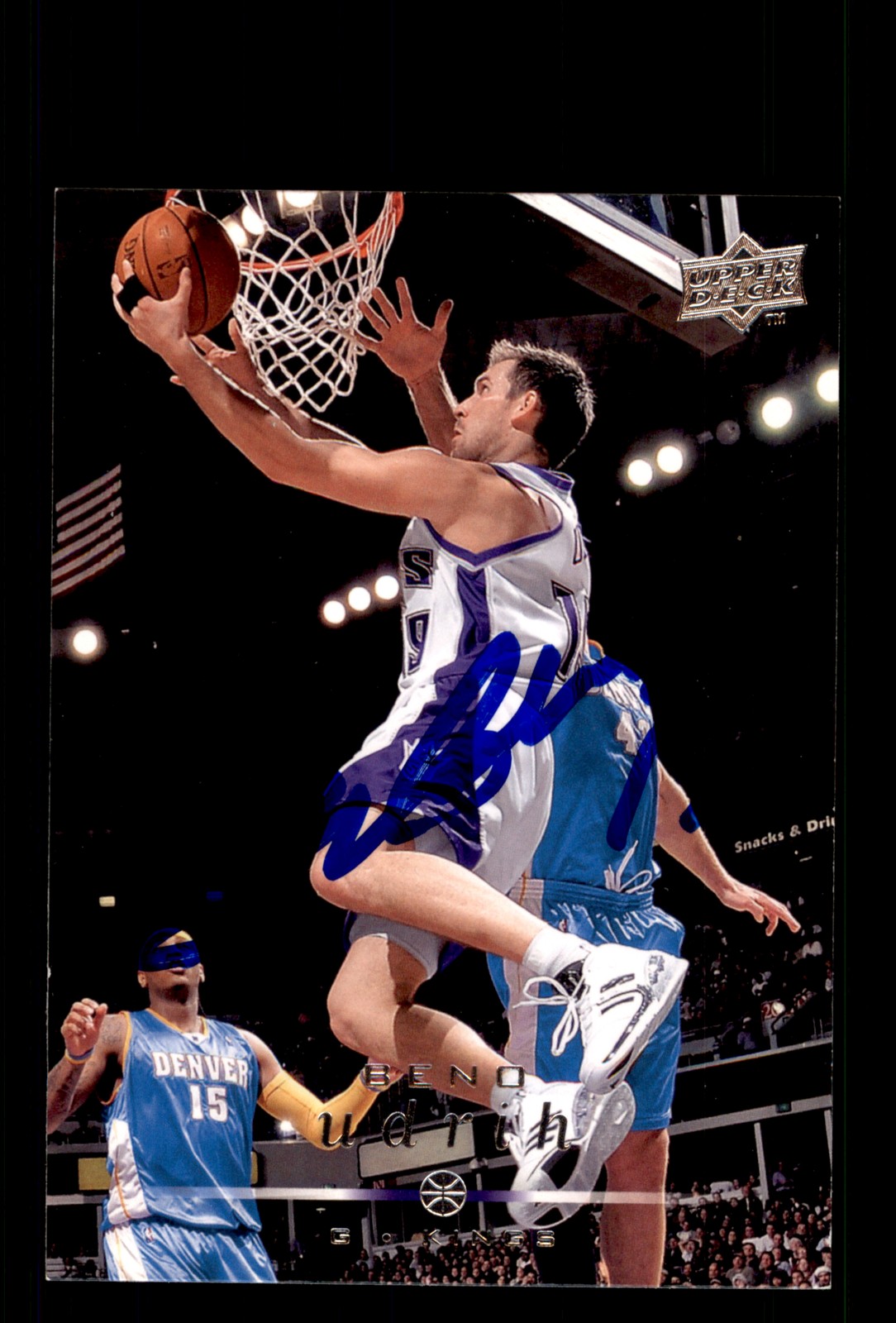 Signed Basketball Card Auto Beno Udrih 2008-09 Upper Deck #160 Sacramento Kings