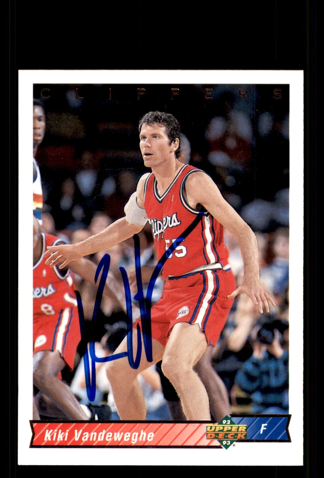 Signed Basketball Card Auto Kiki Vandeweghe 1992-93 Upper Deck #385 Clippers
