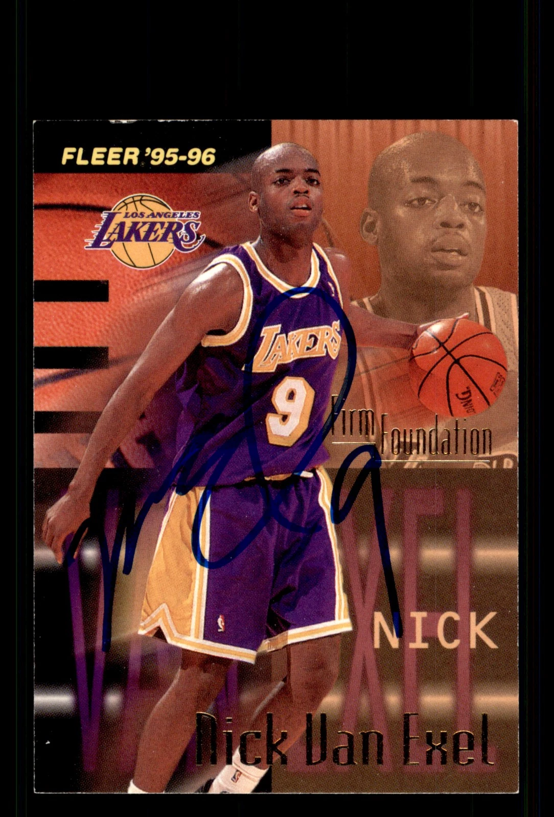 Signed Basketball Card Auto Nick Van Exel 1995-96 Fleer #332 Los Angeles Lakers
