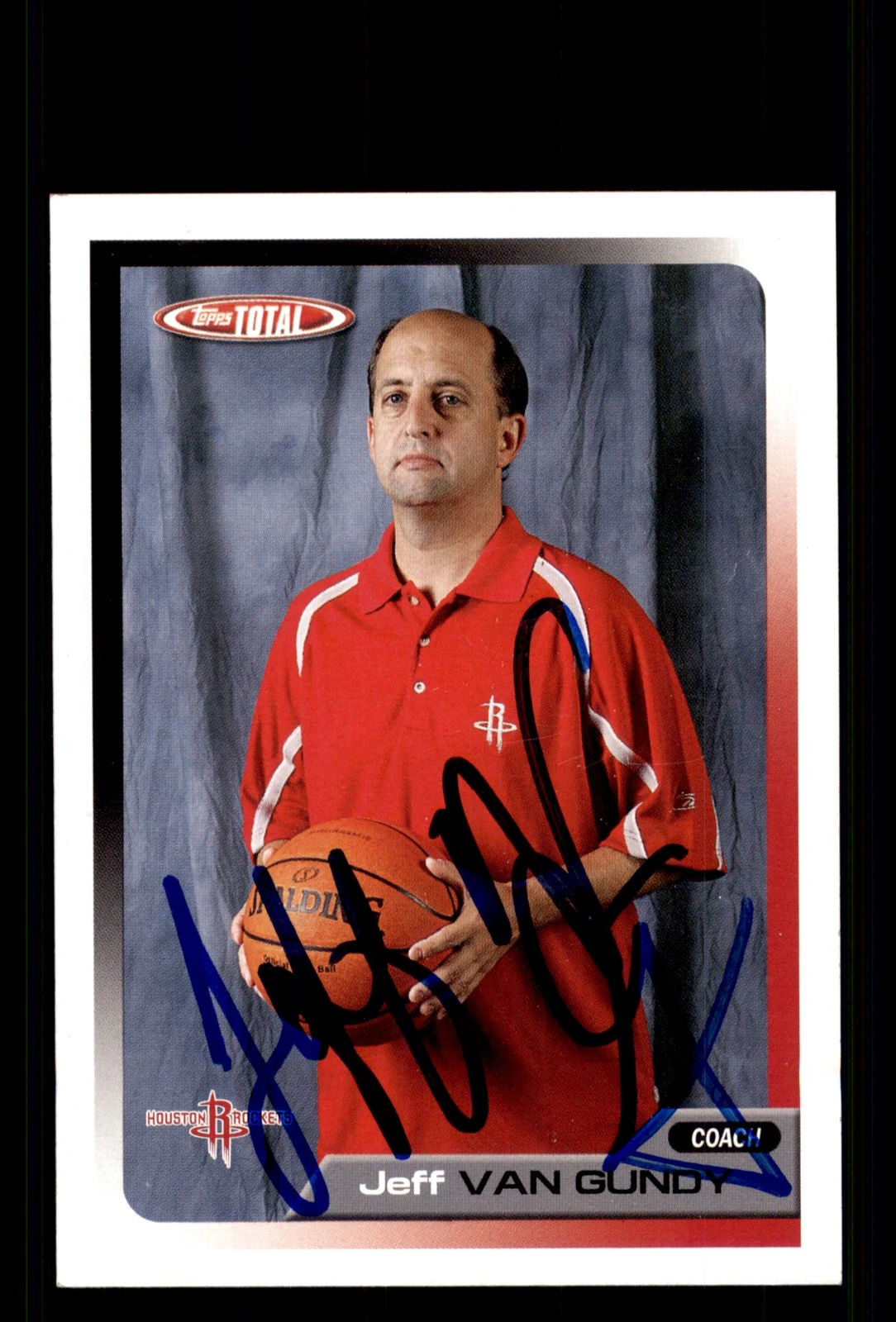 Signed Basketball Card Auto Jeff Van Gundy 2005-06 Topps Total #379 Rockets