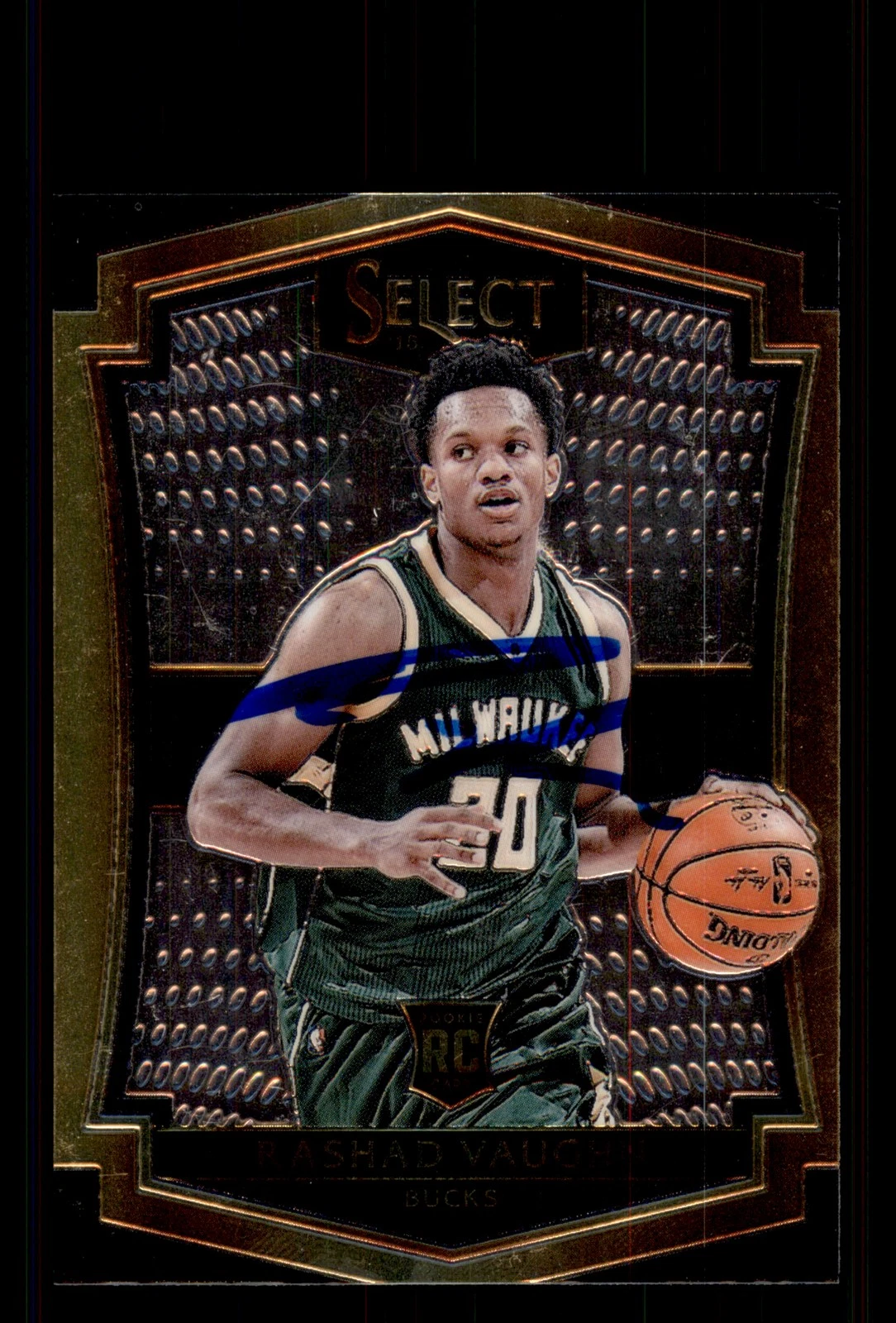 Signed Basketball Card Auto Rashad Vaughn 2015-16 Panini Select #198 Bucks