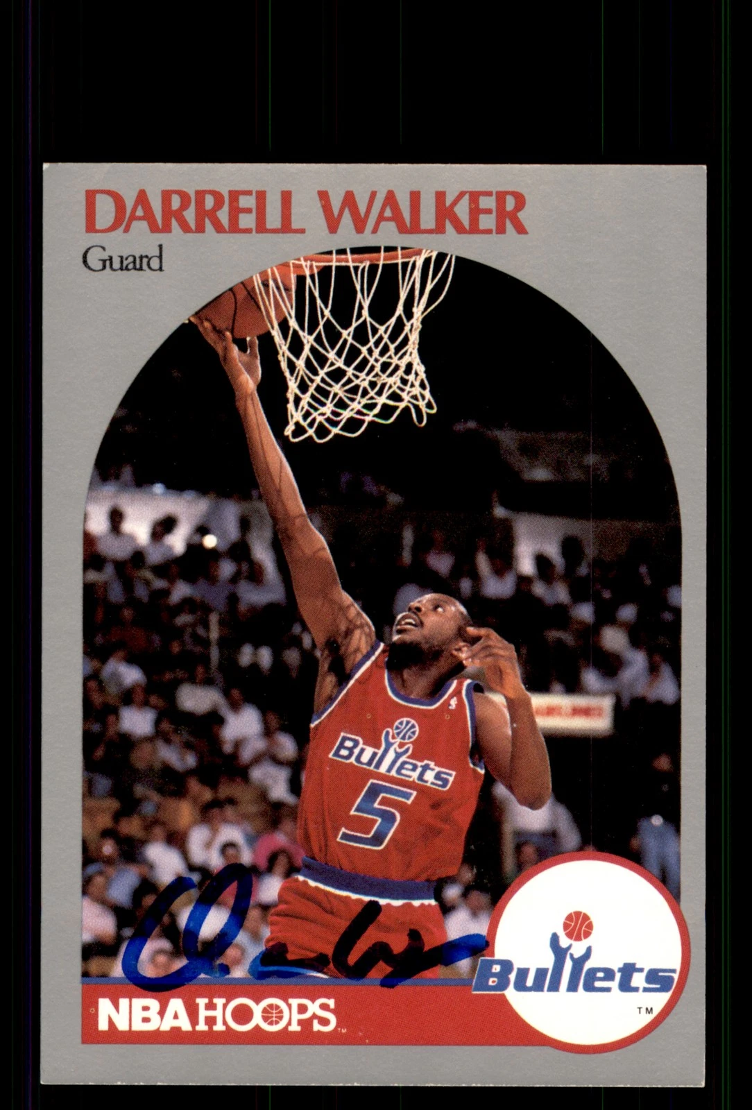 Signed Basketball Card Auto Darrell Walker 1990-91 Hoops #303 Washington Bullets