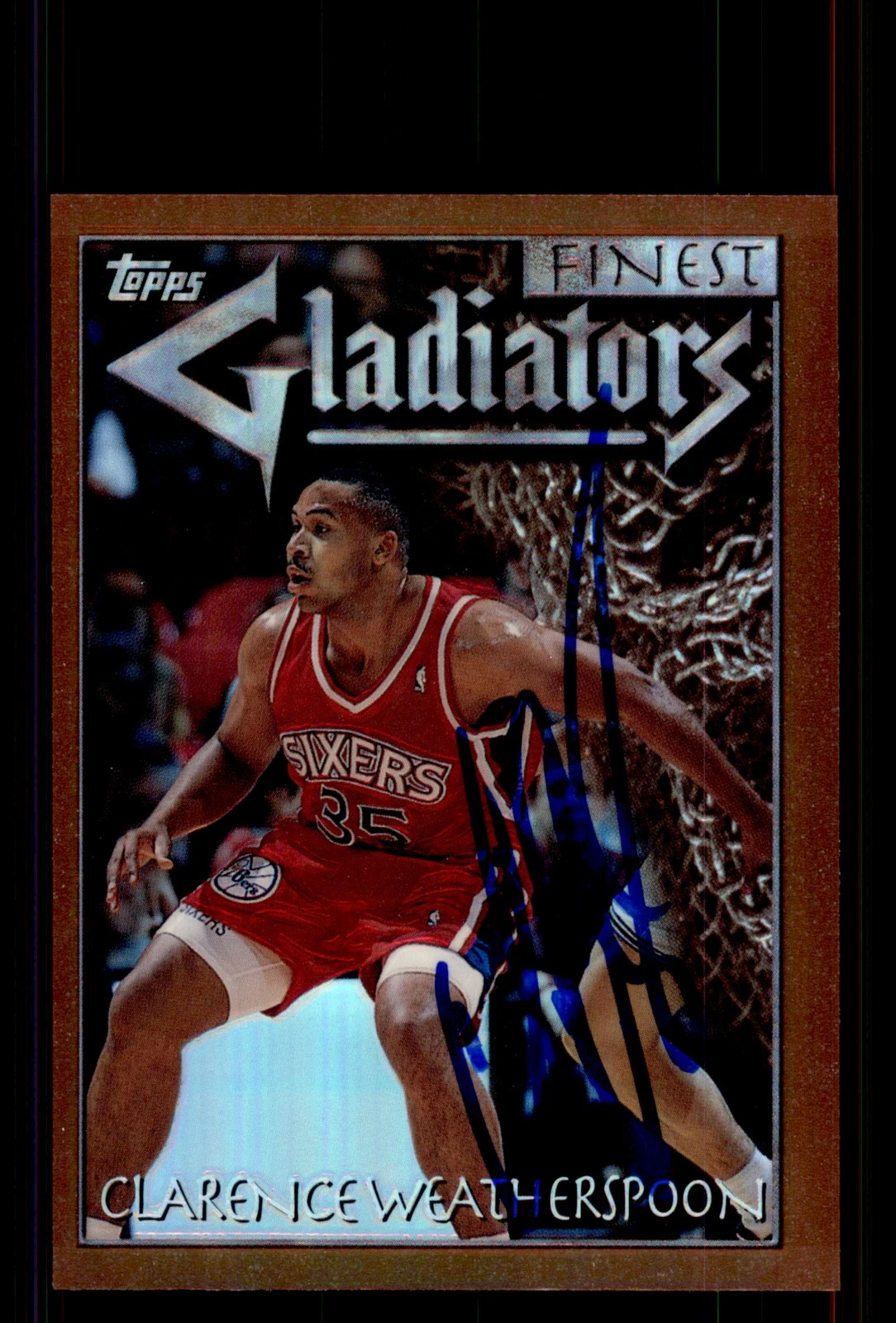 Signed Basketball Card Auto Clarence Weatherspoon 1996-97 Finest #89 76ers