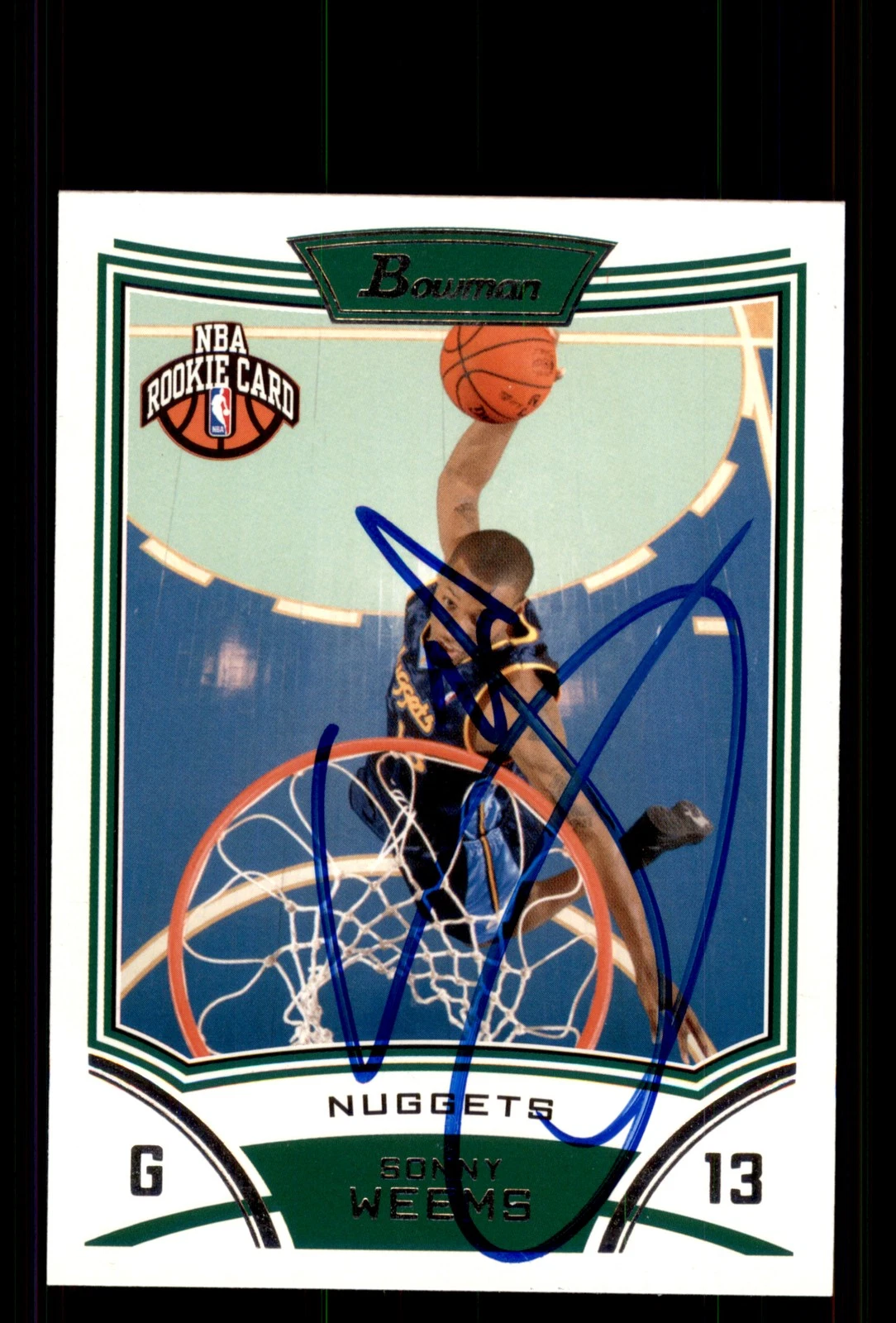 Signed Basketball Card Auto Sonny Weems 2008-09 Bowman #146 Denver Nuggets