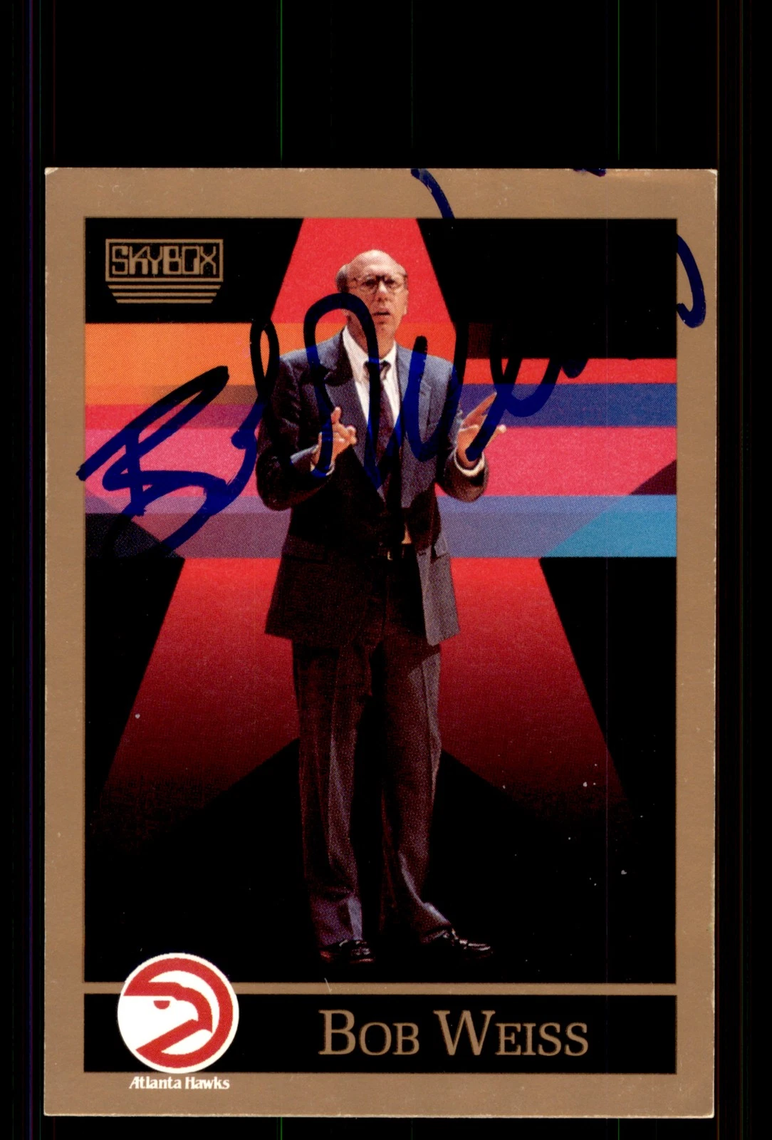 Signed Basketball Card Auto Bob Weiss 1990-91 SkyBox #301 Atlanta Hawks